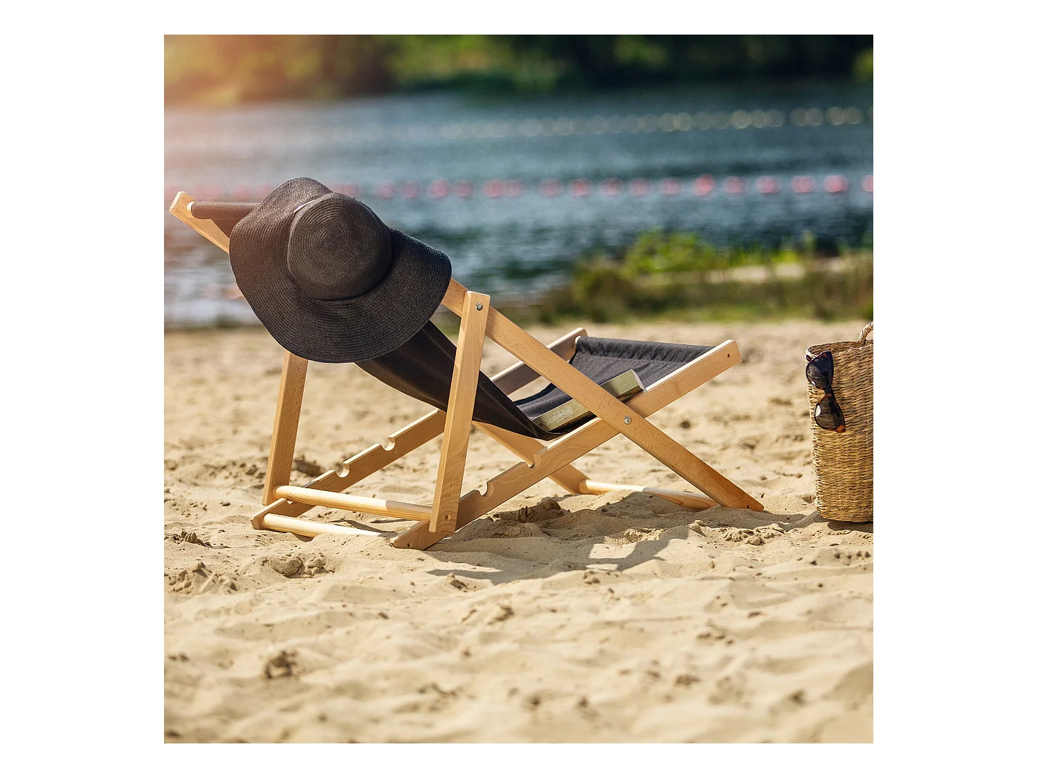 KADAX Chaise longue, chaise de plage en bois, transat jusqu'à 120 kg, chaise longue en bois de hêtre, chaises pliantes en bois, chaise de plage, chaise de plage