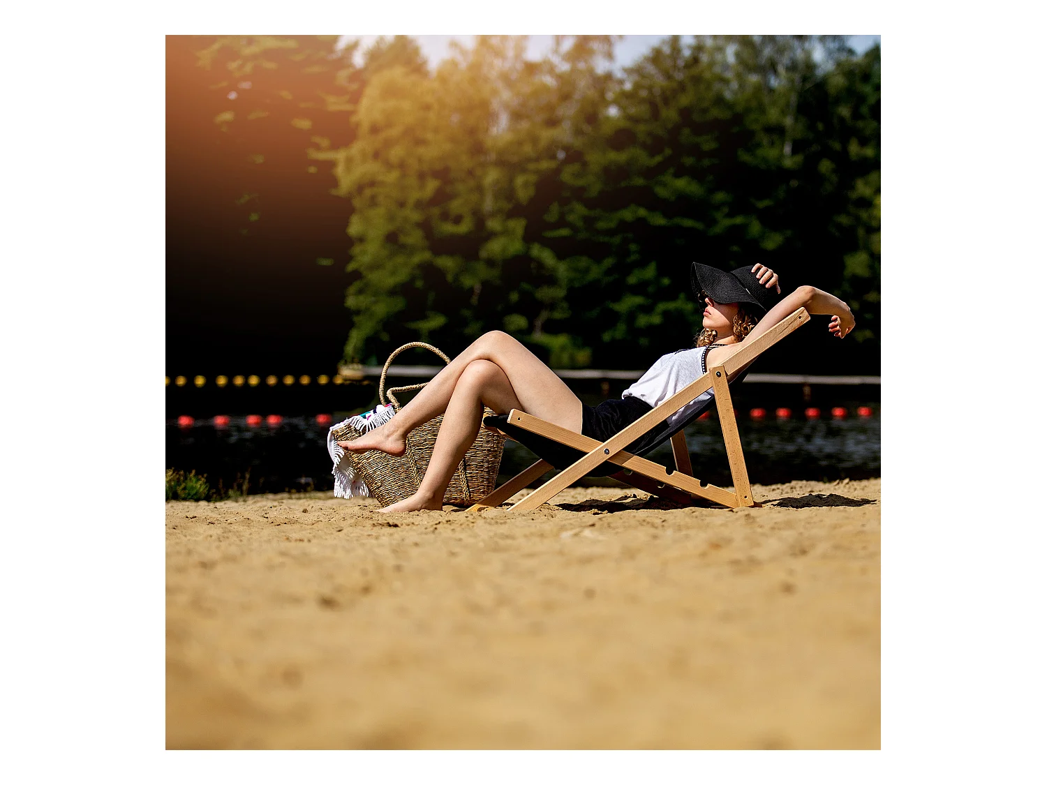 KADAX Chaise longue, chaise de plage en bois, transat jusqu'à 120 kg, chaise longue en bois de hêtre, chaises pliantes en bois, chaise de plage, chaise de plage