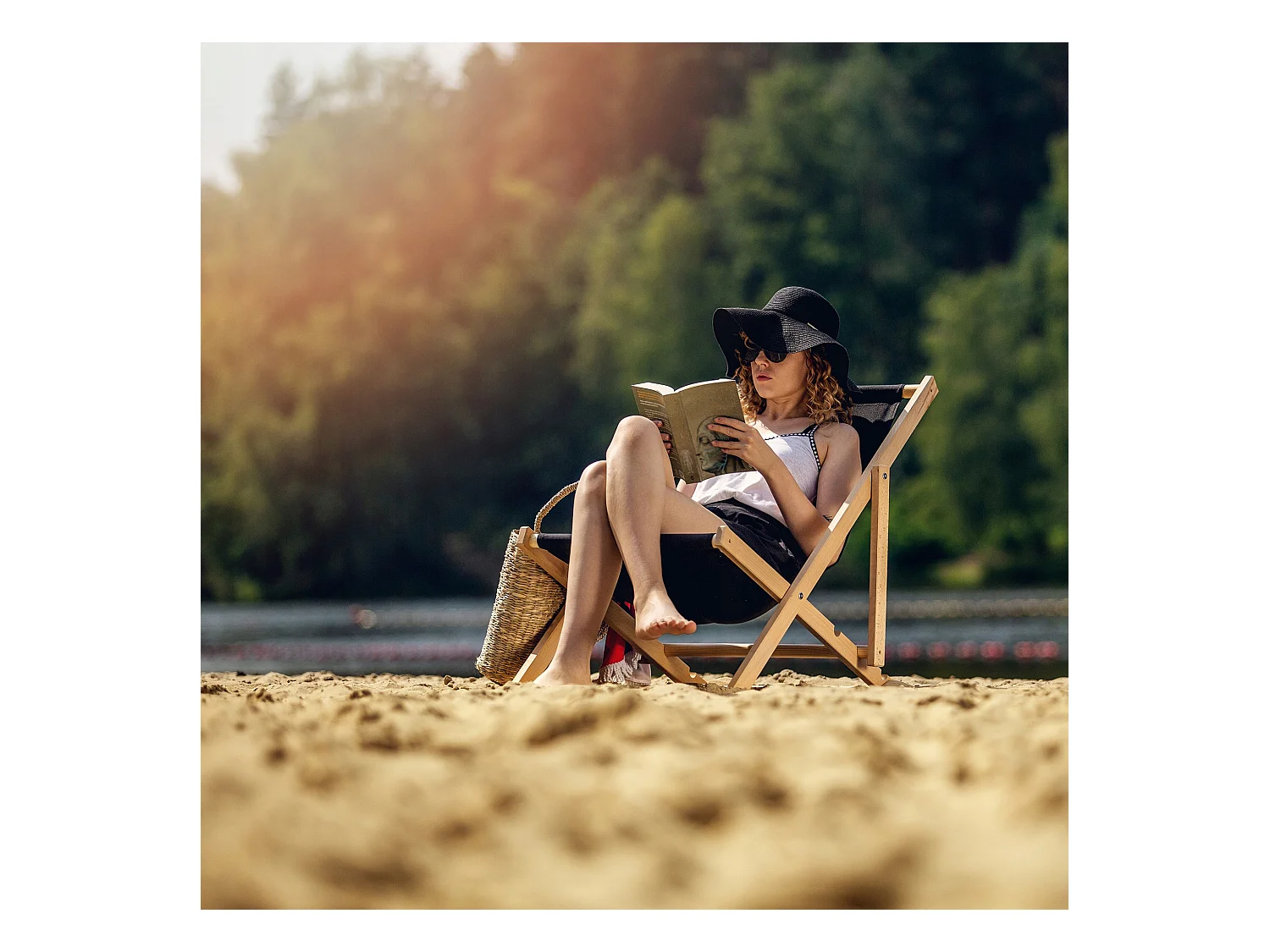 KADAX Chaise longue, chaise de plage en bois, transat jusqu'à 120 kg, chaise longue en bois de hêtre, chaises pliantes en bois, chaise de plage, chaise de plage