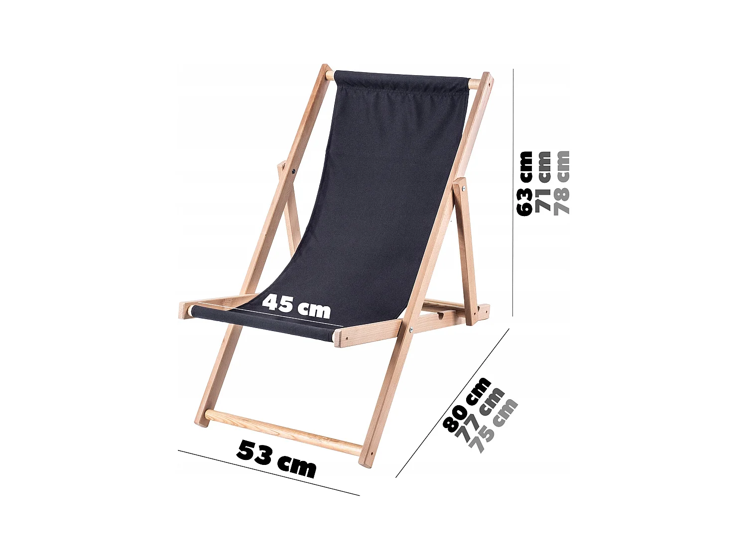 KADAX Holzgarten-Strandliegestuhl, zusammenklappbar, schwarze Liegestühle, polnischer Hersteller