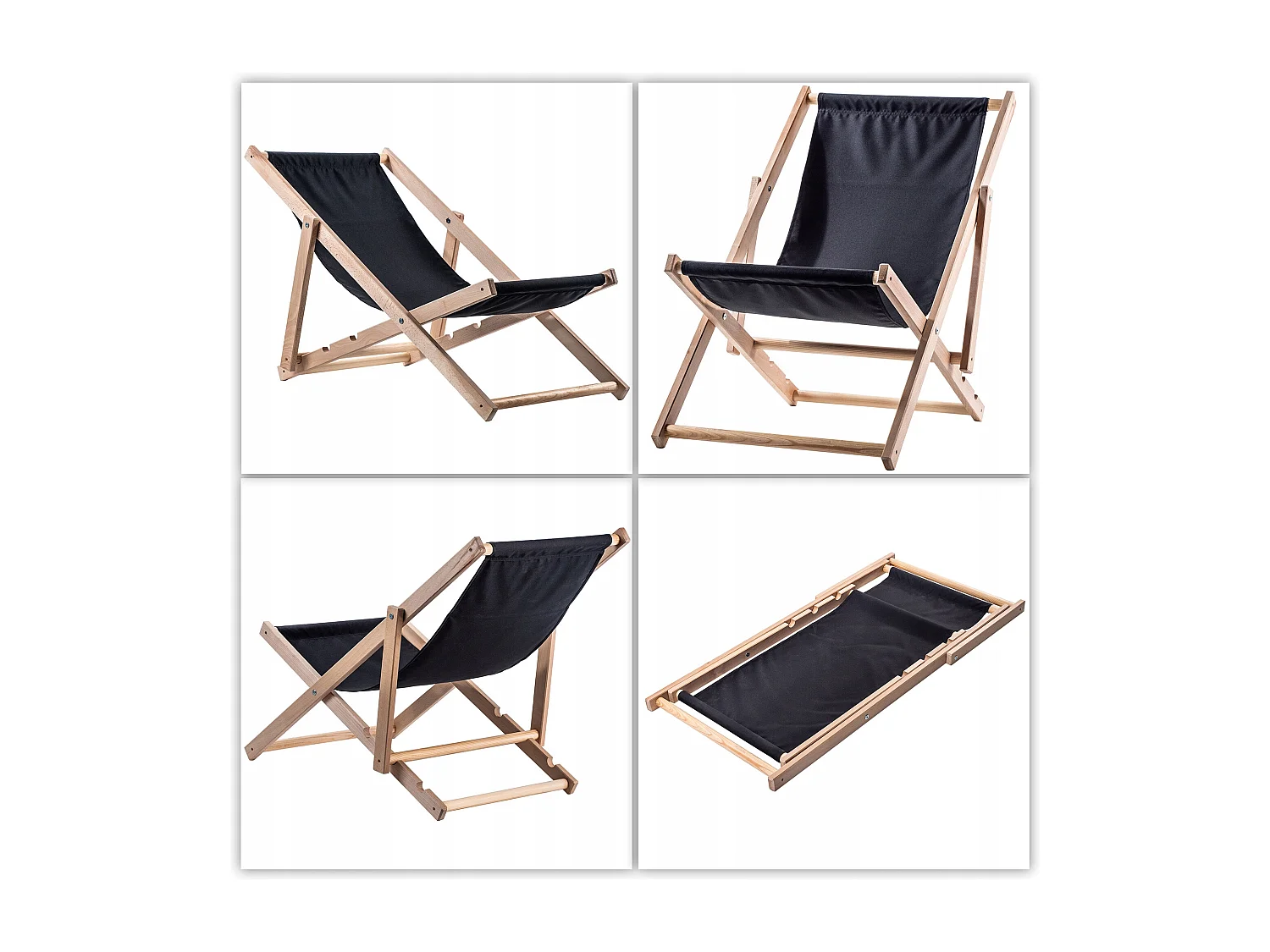 KADAX Chaise longue, chaise de plage en bois, transat jusqu'à 120 kg, chaise longue en bois de hêtre, chaises pliantes en bois, chaise de plage, chaise de plage