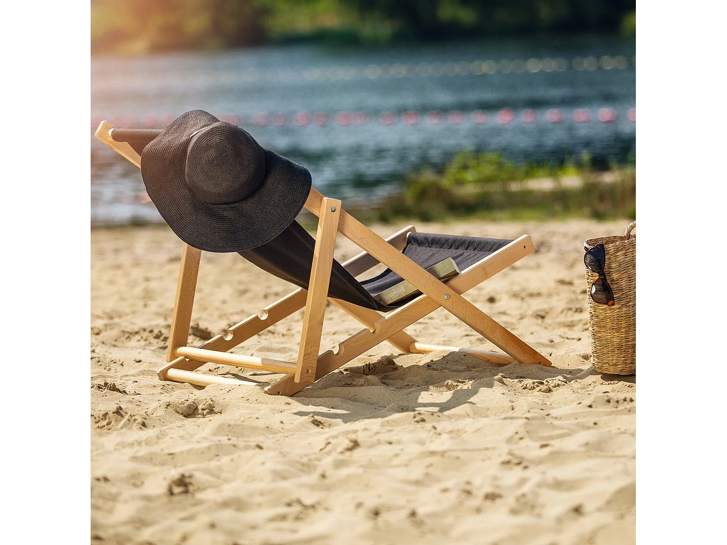 KADAX Chaise longue, chaise de plage en bois, transat jusqu'à 120 kg, chaise longue en bois de hêtre, chaises pliantes en bois, chaise de plage, chaise de plage