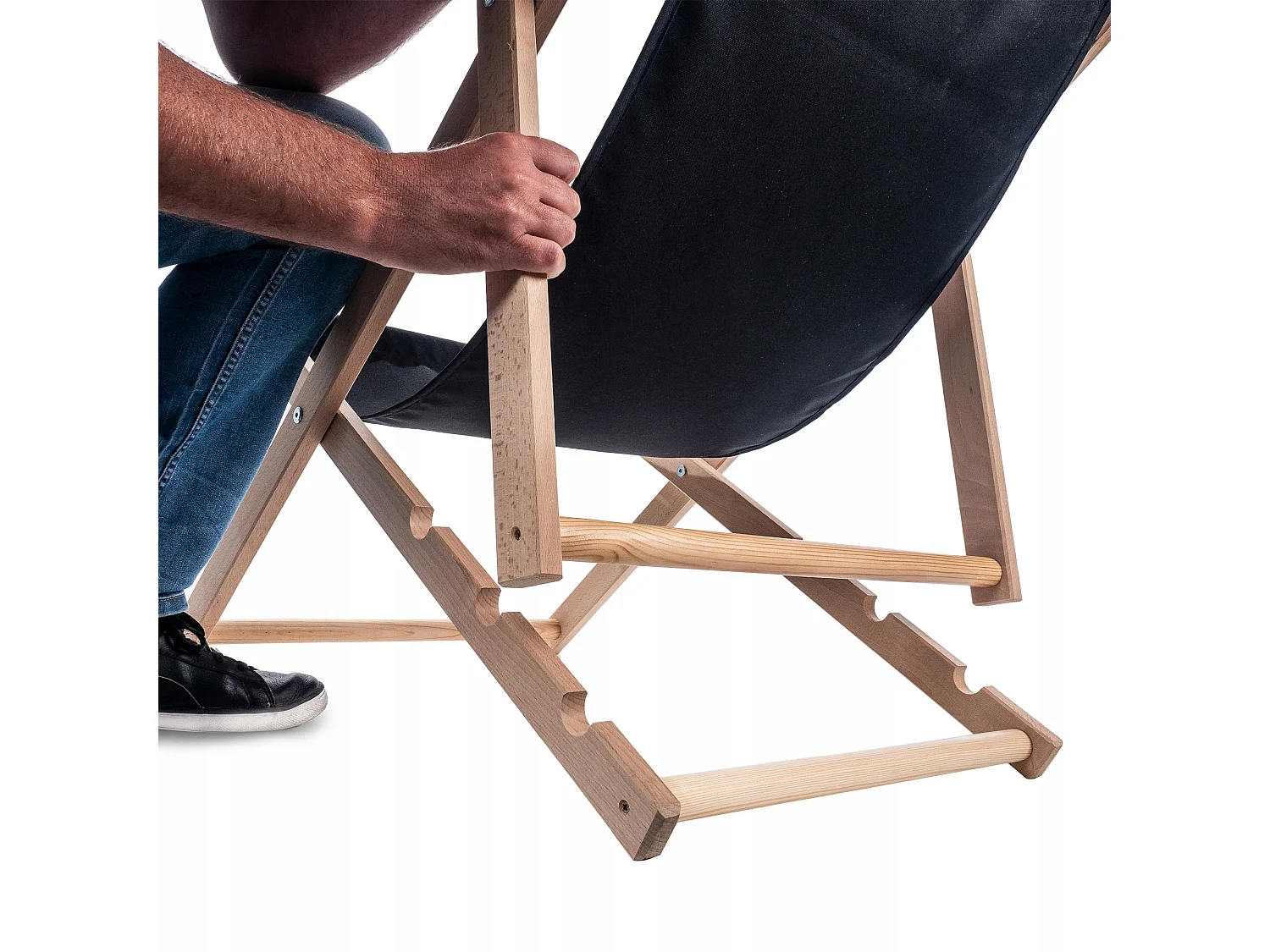 KADAX Chaise longue, chaise de plage en bois, transat jusqu'à 120 kg, chaise longue en bois de hêtre, chaises pliantes en bois, chaise de plage, chaise de plage