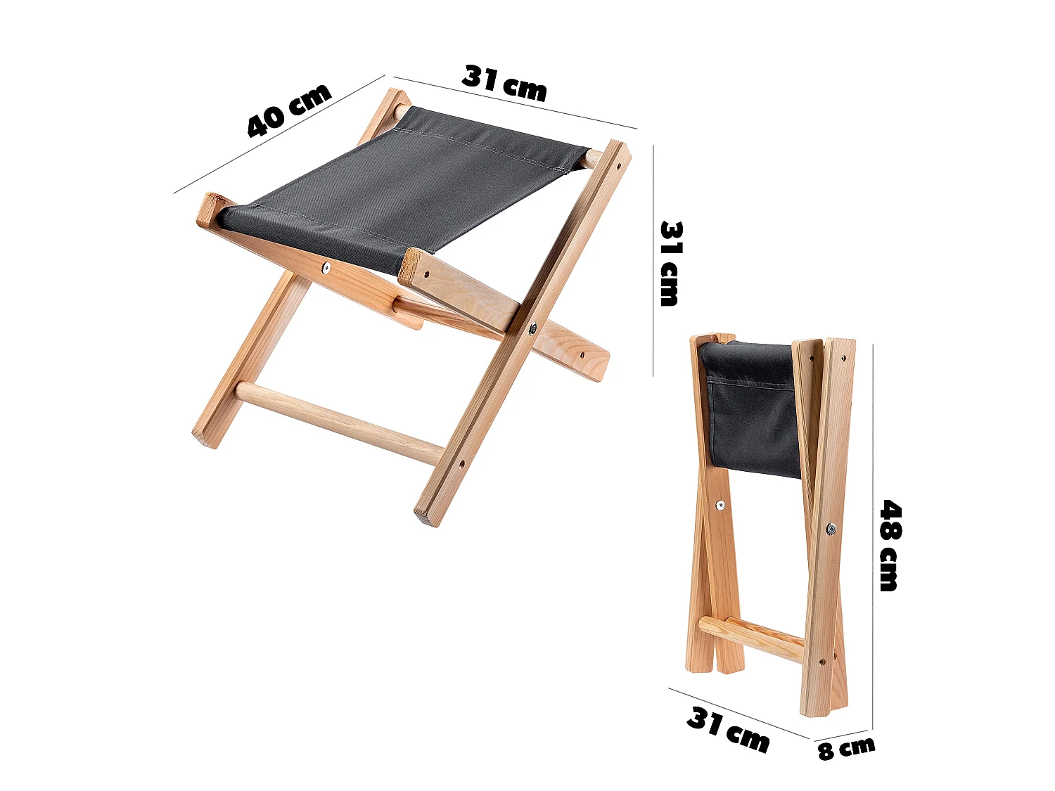 Banco dobrável de madeira KADAX Banco de jardim de 40x31 cm para assento de jardim doméstico