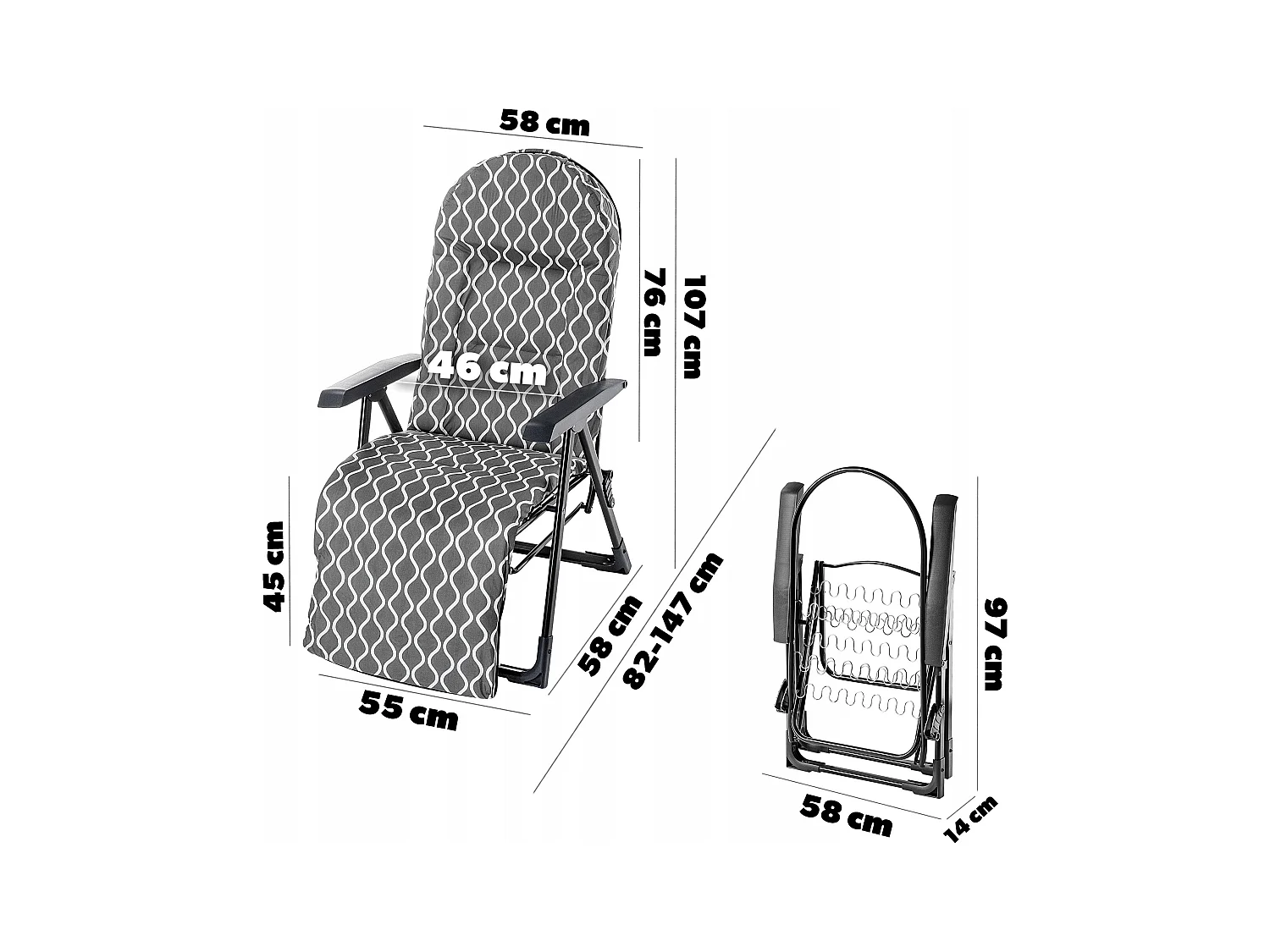 KADAX espreguiçadeira dobrável cadeira de jardim praia espreguiçadeira almofada apoio para os pés confortável