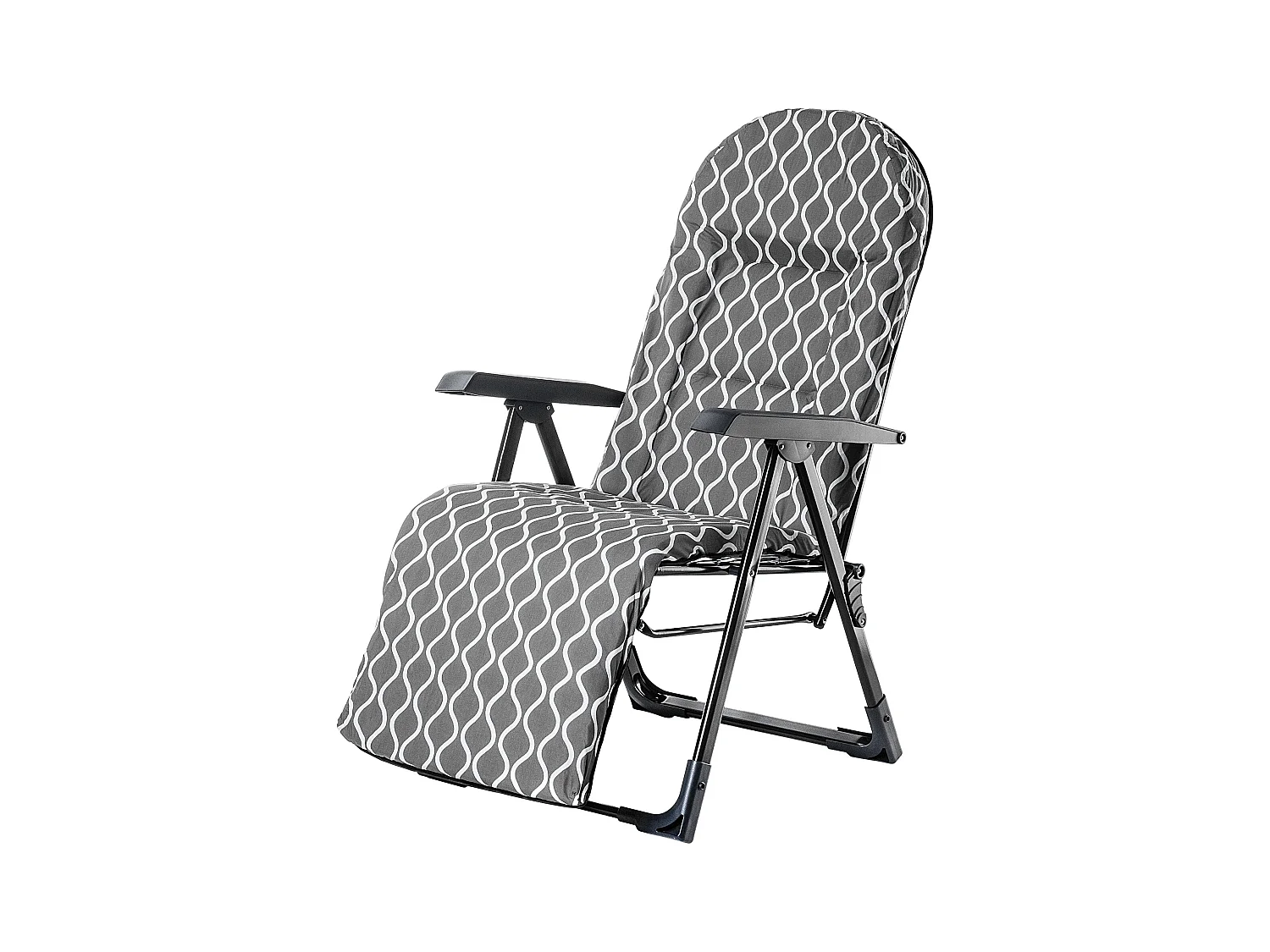 Chaise de jardin KADAX avec dossier réglable, chaise relax en acier thermolaqué, chaise pliante avec capacité de charge jusqu'à 110 kg, chaise longue avec coussin
