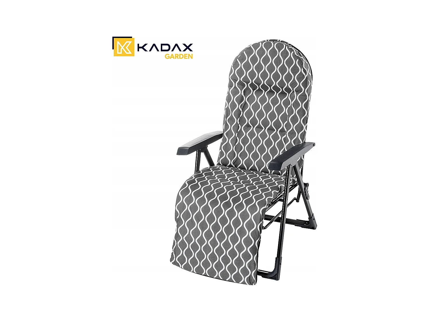 Chaise de jardin KADAX avec dossier réglable, chaise relax en acier thermolaqué, chaise pliante avec capacité de charge jusqu'à 110 kg, chaise longue avec coussin