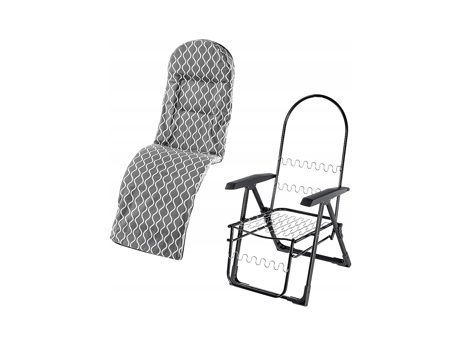 Chaise de jardin KADAX avec dossier réglable, chaise relax en acier thermolaqué, chaise pliante avec capacité de charge jusqu'à 110 kg, chaise longue avec coussin