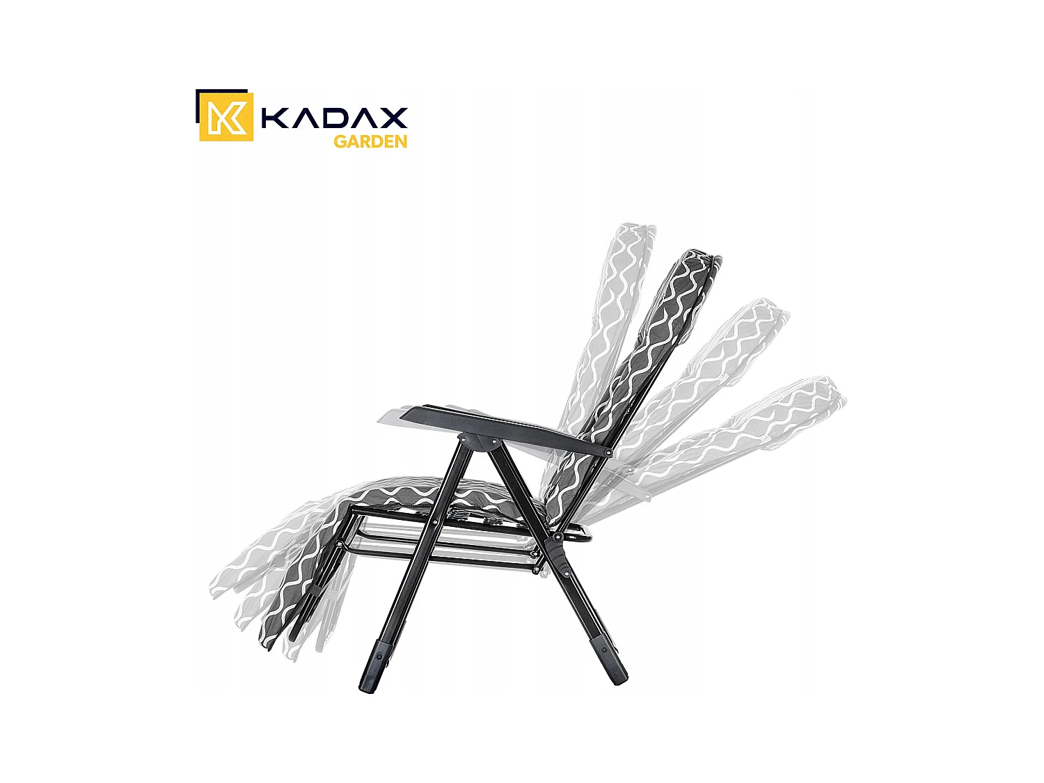 Chaise de jardin KADAX avec dossier réglable, chaise relax en acier thermolaqué, chaise pliante avec capacité de charge jusqu'à 110 kg, chaise longue avec coussin
