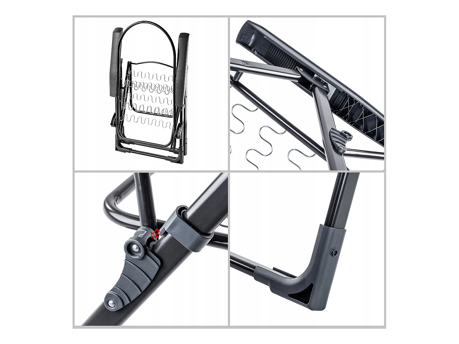 Chaise de jardin KADAX avec dossier réglable, chaise relax en acier thermolaqué, chaise pliante avec capacité de charge jusqu'à 110 kg, chaise longue avec coussin