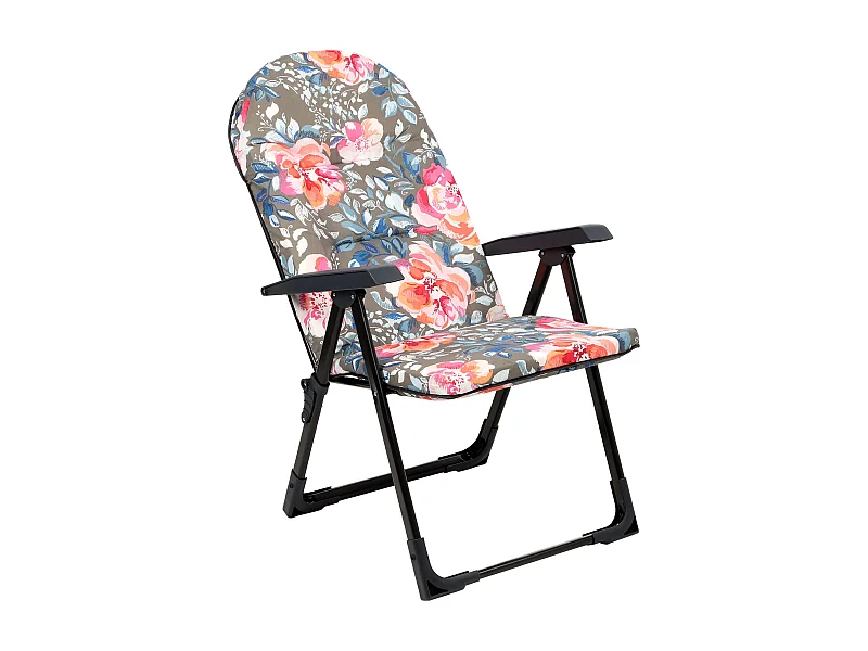 Chaise de jardin KADAX avec dossier réglable, chaise relax en acier thermolaqué, chaise pliante avec capacité de charge jusqu'à 110 kg, chaise longue avec coussin