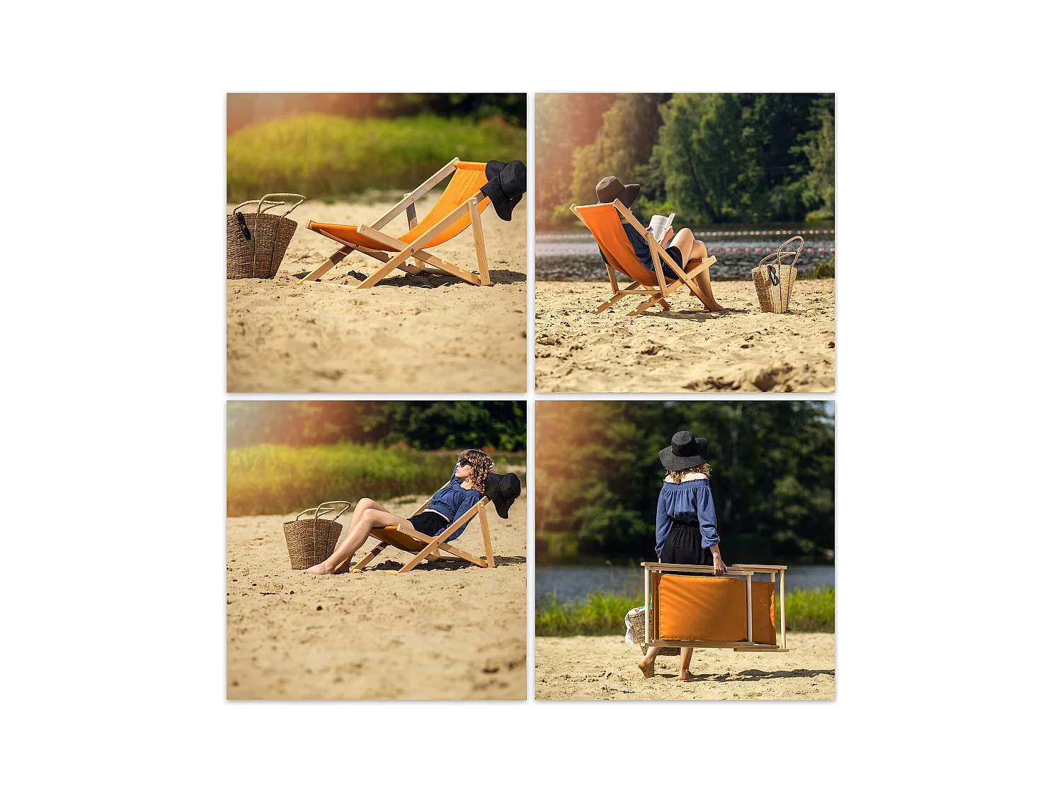 KADAX Liegestuhl aus Holz, klappbarer Strandgartenstuhl