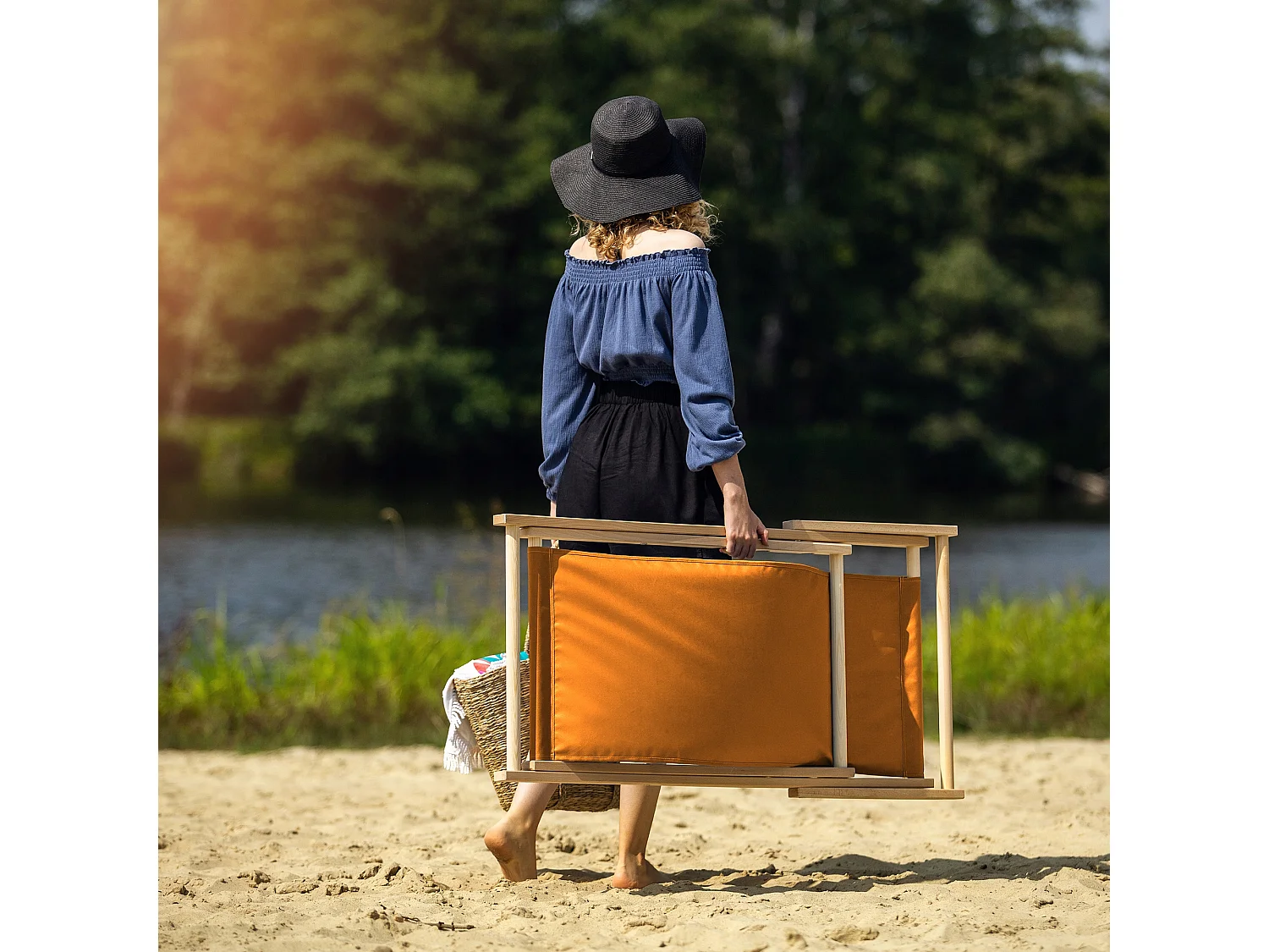 KADAX Liegestuhl aus Holz, klappbarer Strandgartenstuhl