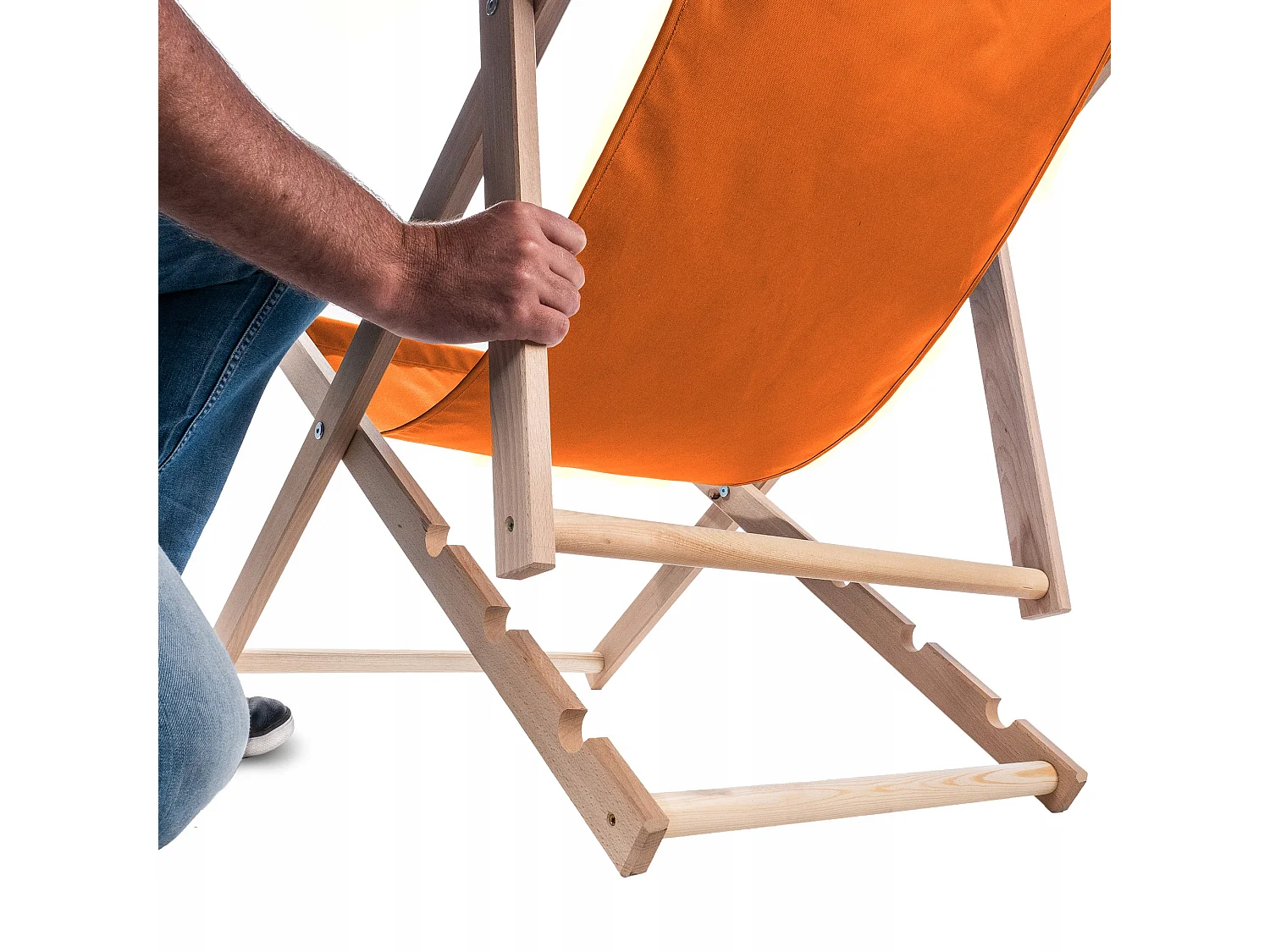 KADAX Liegestuhl aus Holz, klappbarer Strandgartenstuhl