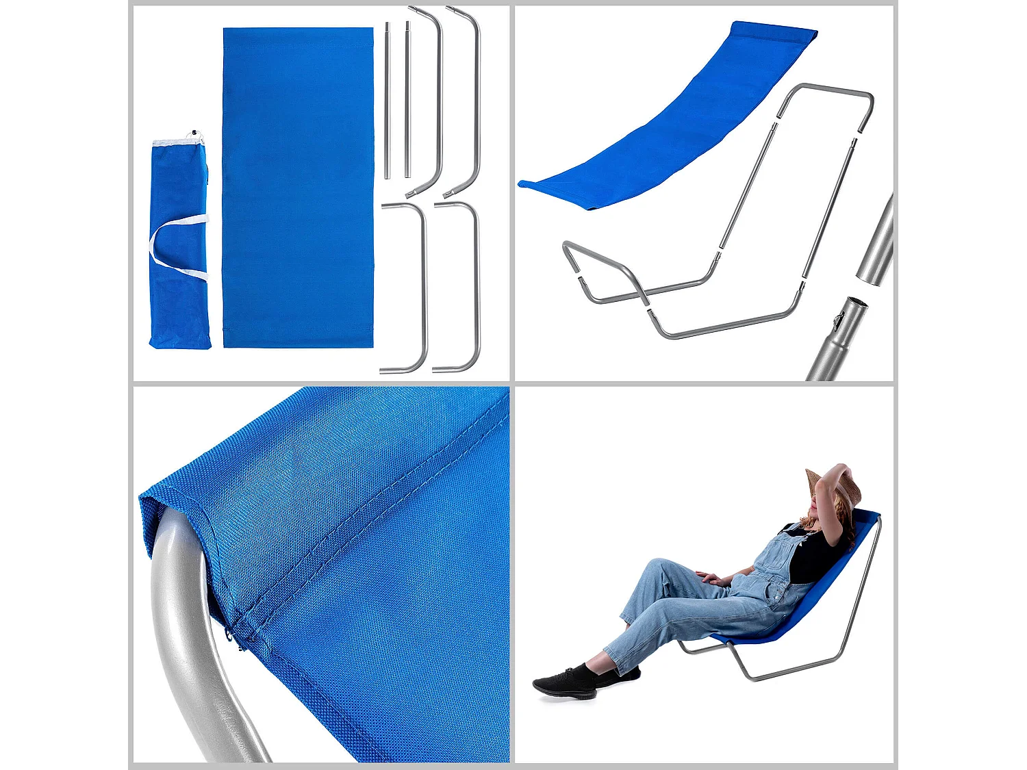 KADAX Chaise de plage, chaise longue pliable avec sac de transport, bain de soleil avec capacité de charge jusqu'à 100 kg, chaise pliante imperméable pour jardin,