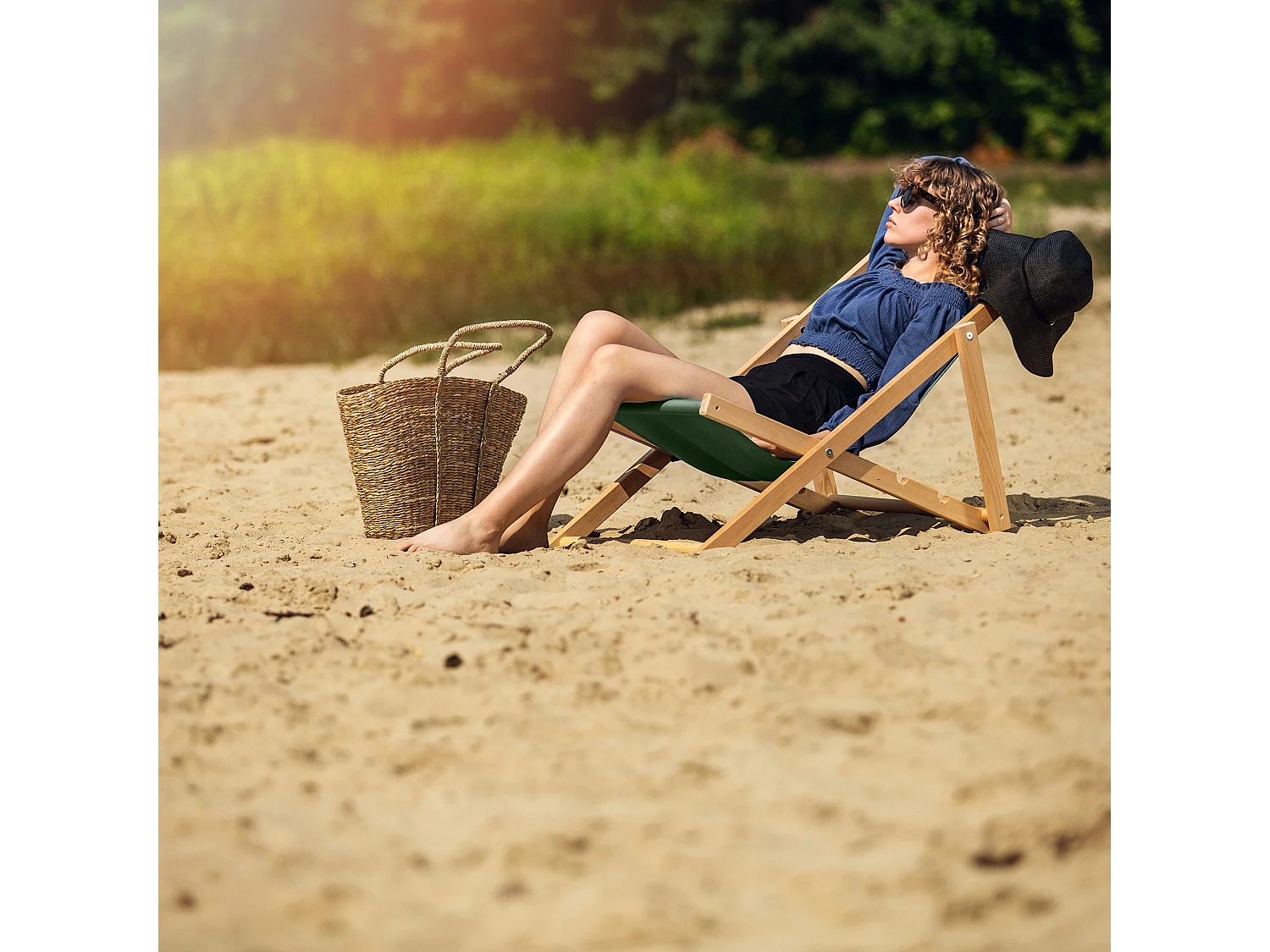 KADAX Chaise longue, chaise de plage en bois, transat jusqu'à 120 kg, chaise longue en bois de hêtre, chaises pliantes en bois, chaise de plage, chaise pliante