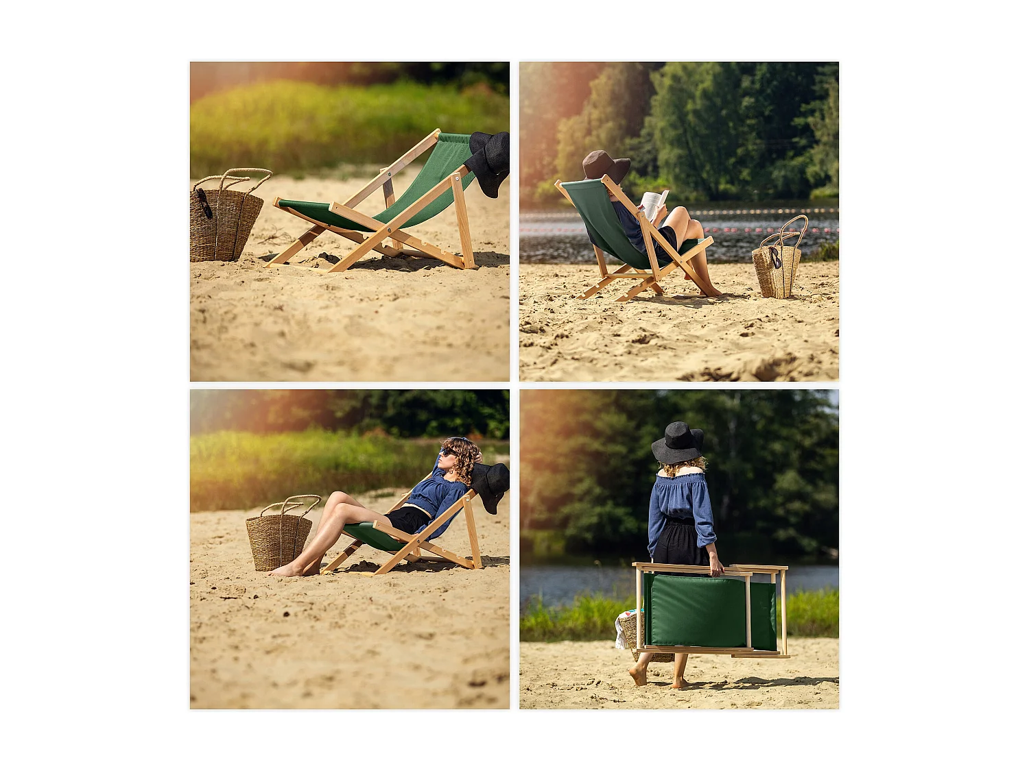 KADAX Chaise longue, chaise de plage en bois, transat jusqu'à 120 kg, chaise longue en bois de hêtre, chaises pliantes en bois, chaise de plage, chaise pliante