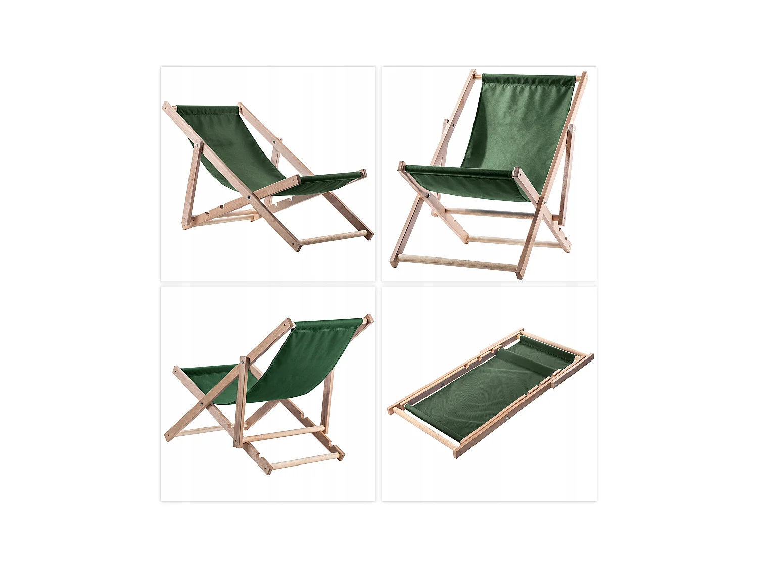 KADAX Holz-Garten-Strand-Liegestuhl, faltbar, grüne Liegestühle, polnischer Hersteller