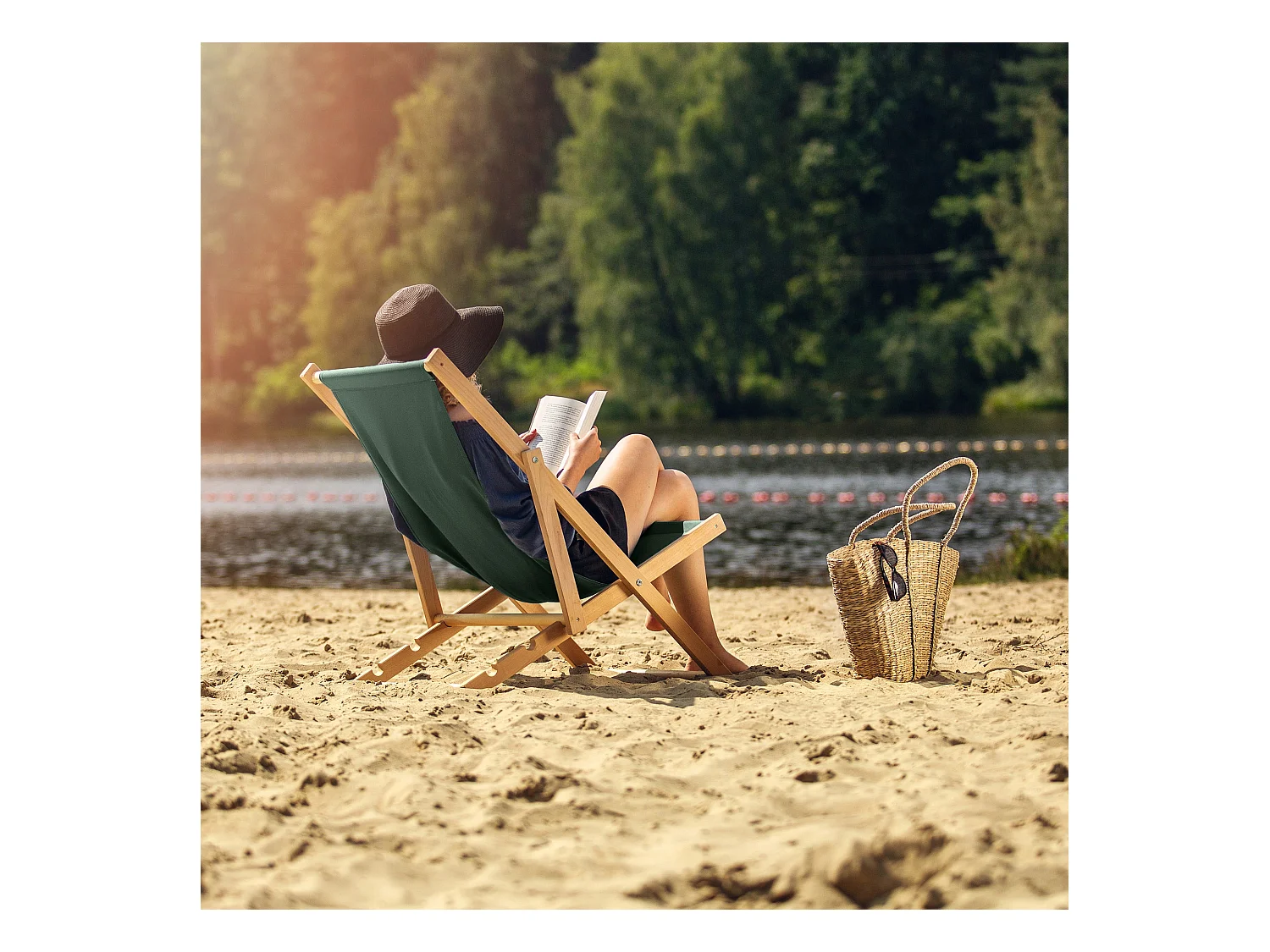KADAX Holz-Garten-Strand-Liegestuhl, faltbar, grüne Liegestühle, polnischer Hersteller