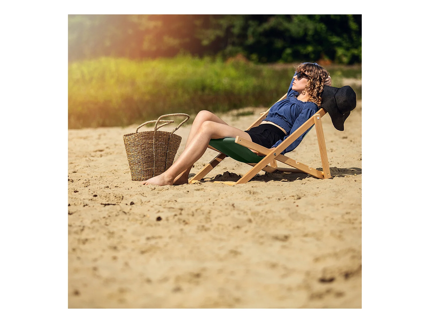 KADAX Holz-Garten-Strand-Liegestuhl, faltbar, grüne Liegestühle, polnischer Hersteller