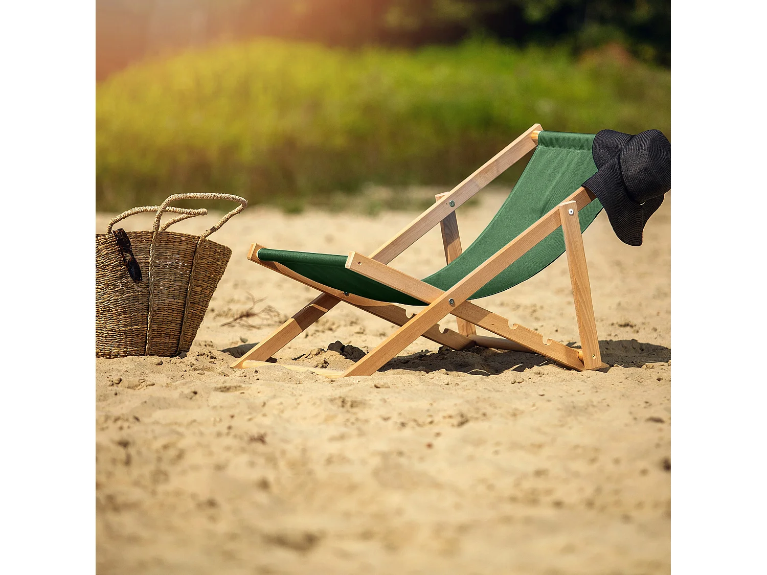 KADAX Chaise longue, chaise de plage en bois, transat jusqu'à 120 kg, chaise longue en bois de hêtre, chaises pliantes en bois, chaise de plage, chaise pliante