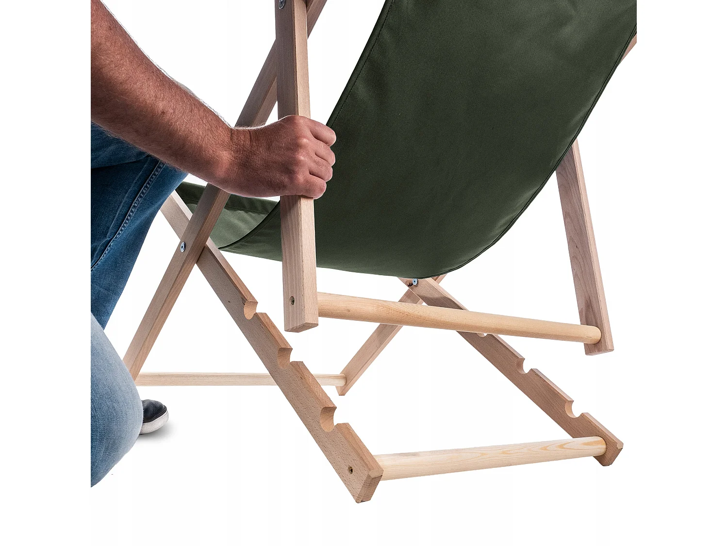 KADAX Chaise longue, chaise de plage en bois, transat jusqu'à 120 kg, chaise longue en bois de hêtre, chaises pliantes en bois, chaise de plage, chaise pliante