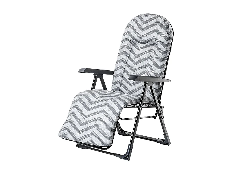 Chaise de jardin KADAX avec dossier réglable, chaise relax en acier thermolaqué, chaise pliante avec capacité de charge jusqu'à 110 kg, chaise longue avec coussin