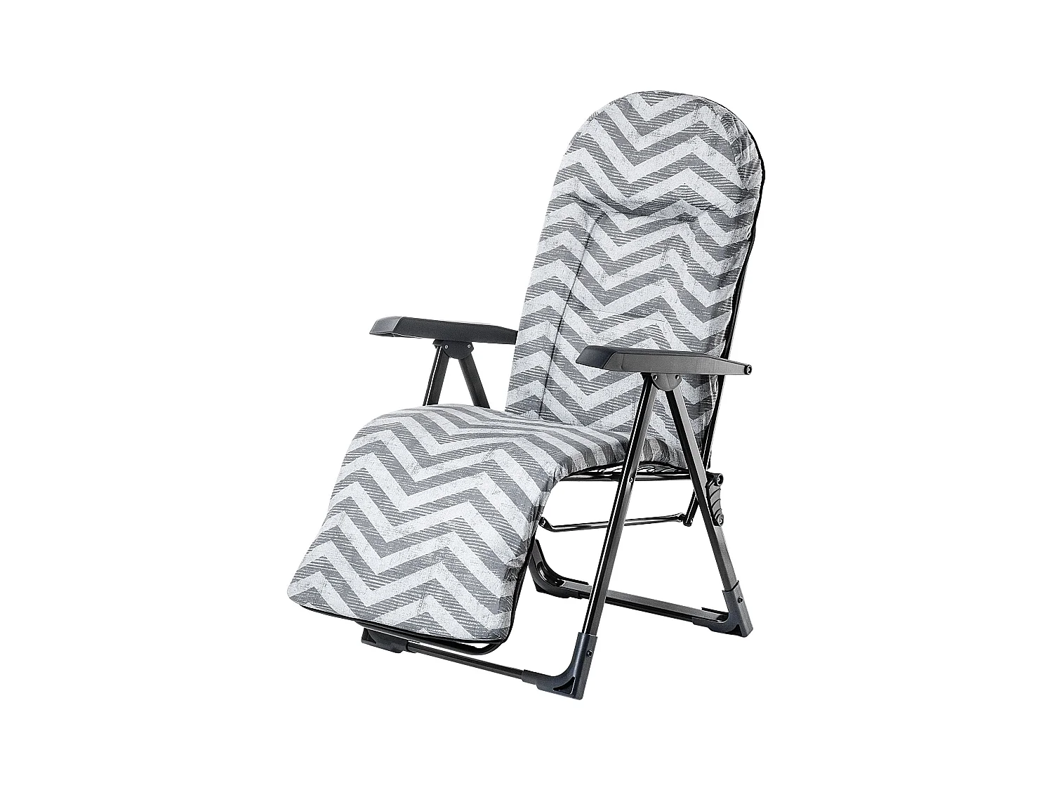 Chaise de jardin KADAX avec dossier réglable, chaise relax en acier thermolaqué, chaise pliante avec capacité de charge jusqu'à 110 kg, chaise longue avec coussin