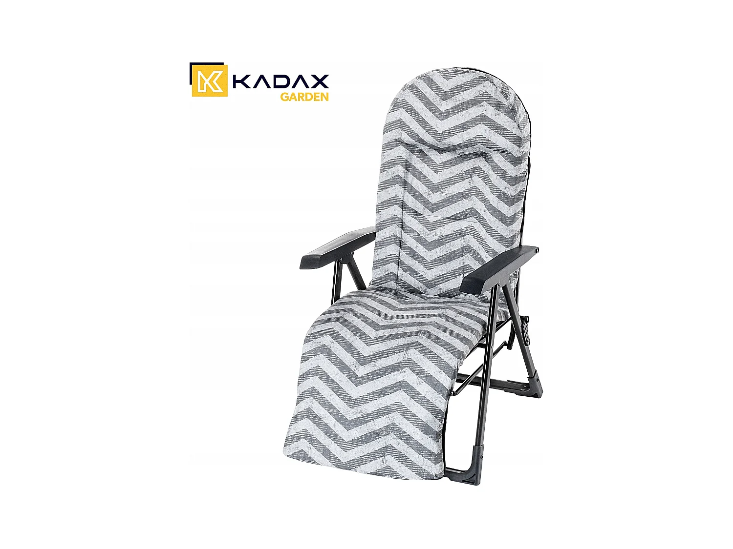 Chaise de jardin KADAX avec dossier réglable, chaise relax en acier thermolaqué, chaise pliante avec capacité de charge jusqu'à 110 kg, chaise longue avec coussin