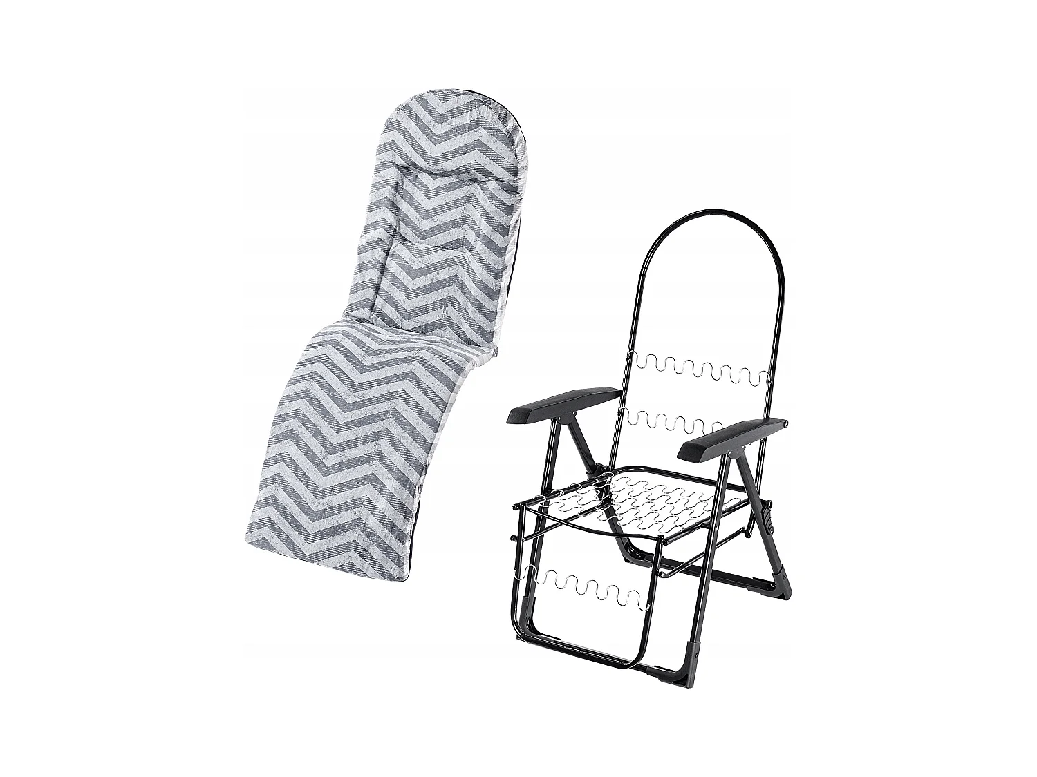 Chaise de jardin KADAX avec dossier réglable, chaise relax en acier thermolaqué, chaise pliante avec capacité de charge jusqu'à 110 kg, chaise longue avec coussin