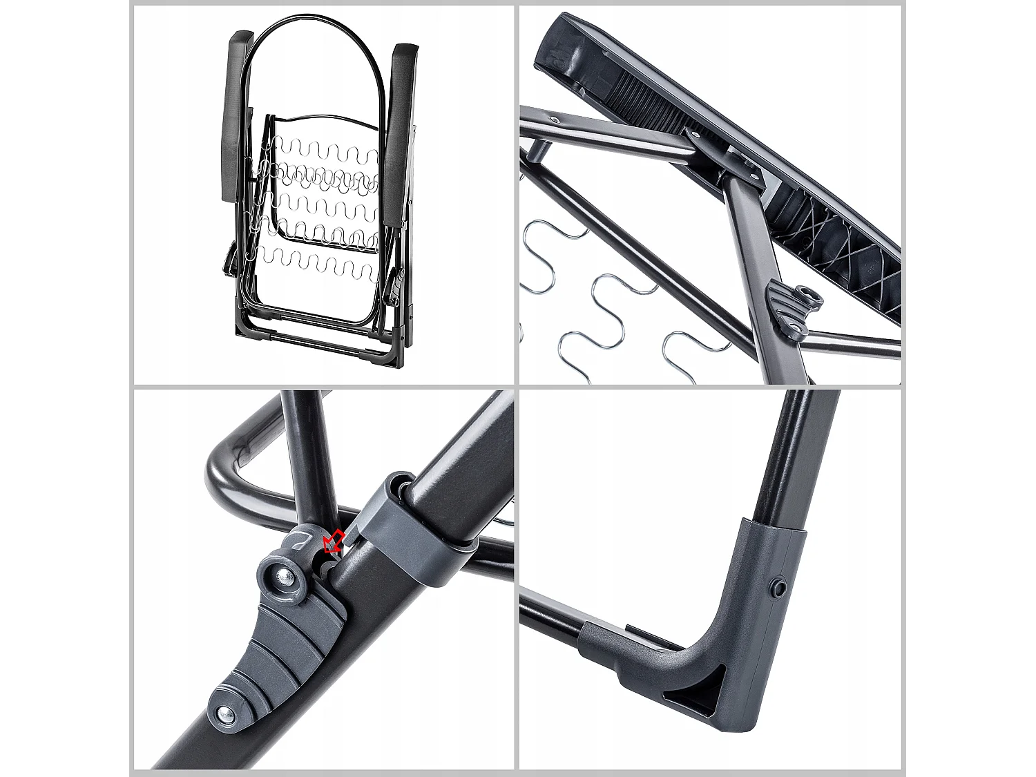 Chaise de jardin KADAX avec dossier réglable, chaise relax en acier thermolaqué, chaise pliante avec capacité de charge jusqu'à 110 kg, chaise longue avec coussin