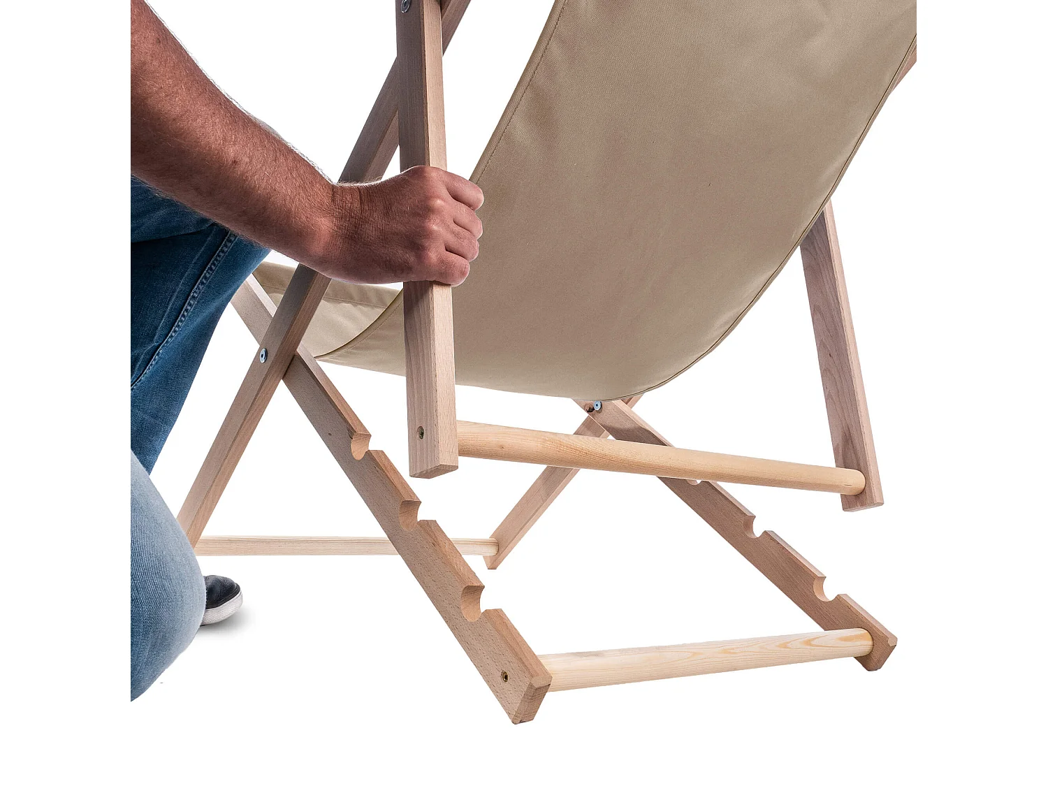 KADAX Chaise longue, chaise de plage en bois, transat jusqu'à 120 kg, chaise longue en bois de hêtre, chaises pliantes en bois, chaise de plage, chaise pliante