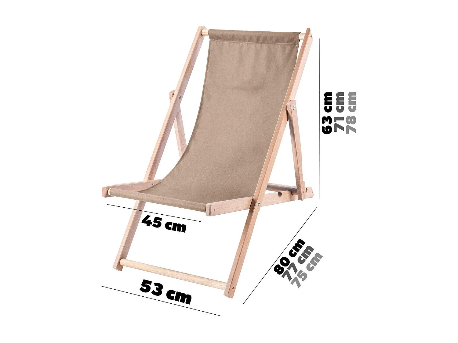 KADAX Chaise longue, chaise de plage en bois, transat jusqu'à 120 kg, chaise longue en bois de hêtre, chaises pliantes en bois, chaise de plage, chaise pliante