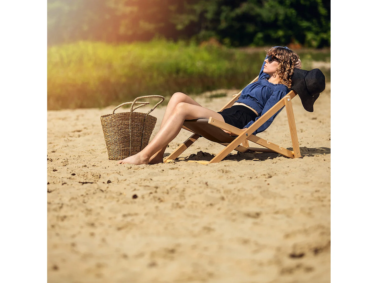 KADAX Chaise longue, chaise de plage en bois, transat jusqu'à 120 kg, chaise longue en bois de hêtre, chaises pliantes en bois, chaise de plage, chaise pliante