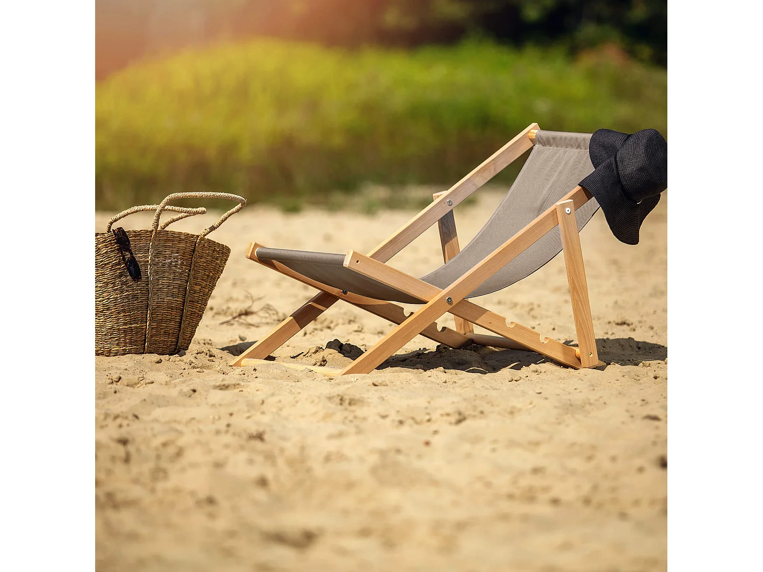 KADAX Chaise longue, chaise de plage en bois, transat jusqu'à 120 kg, chaise longue en bois de hêtre, chaises pliantes en bois, chaise de plage, chaise pliante