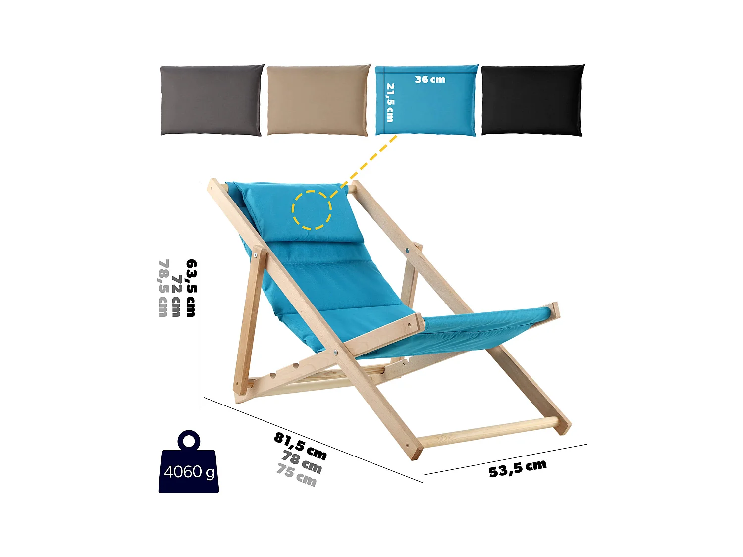 KADAX Ligstoel, strandstoel van hout, ligbed tot 120 kg, ligstoel van beukenhout, houten klapstoelen, strandstoel, klapstoel voor strand, houten ligstoel (met