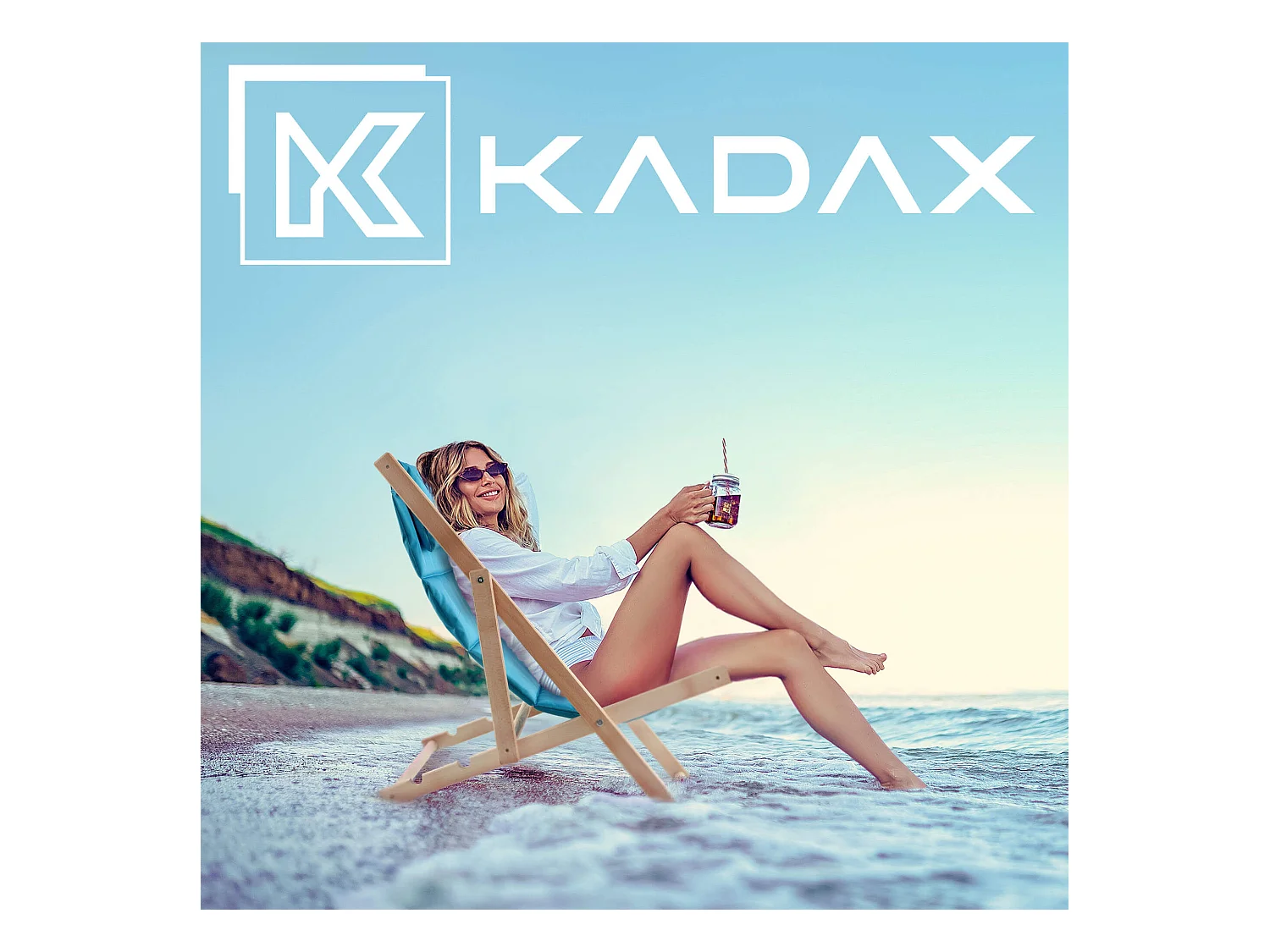 KADAX Liegestuhl aus Holz für den Garten, Strand, faltbar, Kissen, bequem, polnischer Hersteller