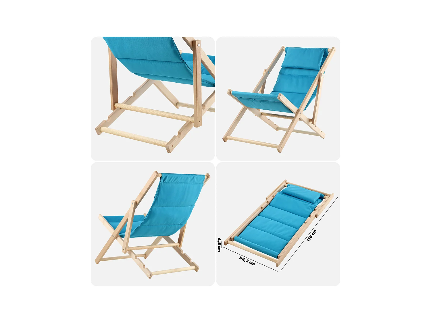 KADAX Liegestuhl aus Holz für den Garten, Strand, faltbar, Kissen, bequem, polnischer Hersteller