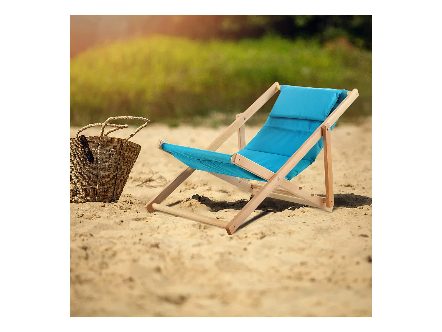 KADAX Liegestuhl aus Holz für den Garten, Strand, faltbar, Kissen, bequem, polnischer Hersteller