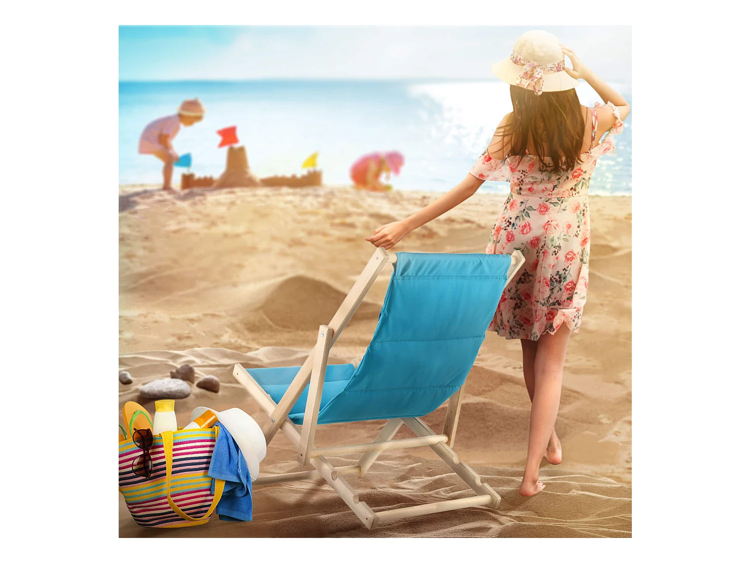 KADAX Liegestuhl aus Holz für den Garten, Strand, faltbar, Kissen, bequem, polnischer Hersteller