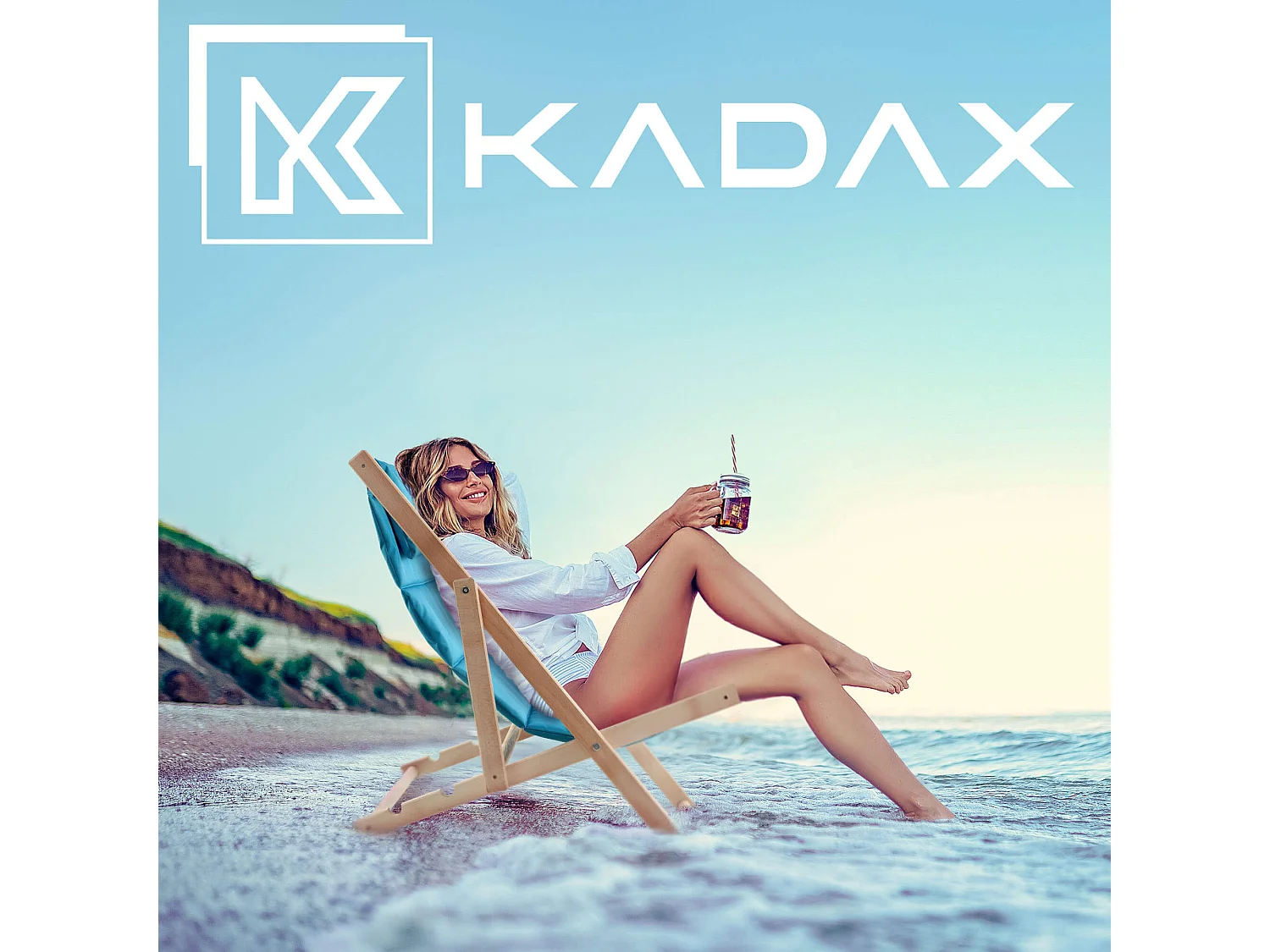 KADAX Bain de soleil, chaise de plage en bois, transat jusqu'à 120 kg, bain de soleil en bois de hêtre, chaises pliantes en bois, chaise de plage, chaise de plage