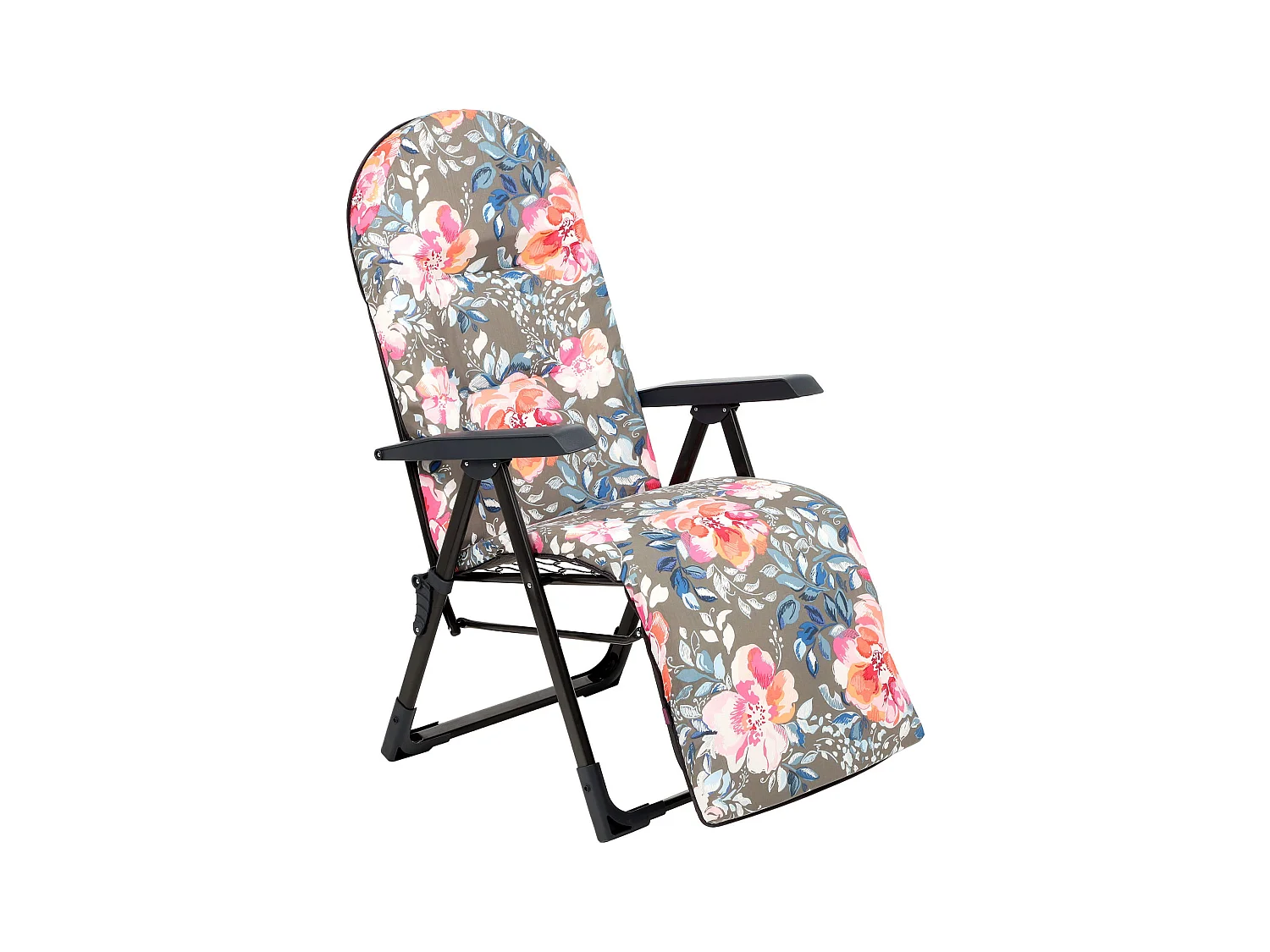 Chaise de jardin KADAX avec dossier réglable, chaise relax en acier thermolaqué, chaise pliante avec capacité de charge jusqu'à 110 kg, chaise longue avec coussin