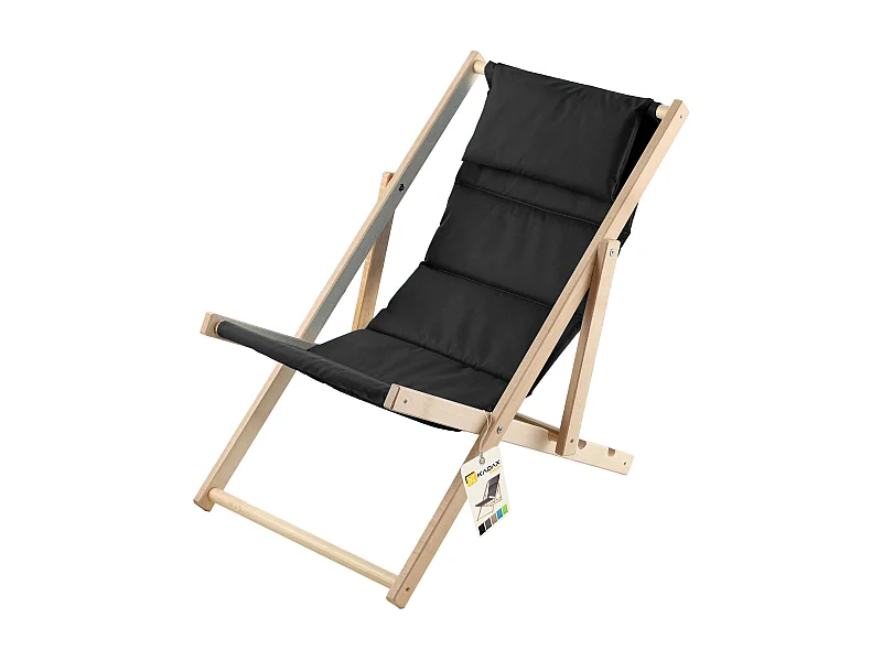 KADAX Ligstoel, strandstoel van hout, zonnebed tot 120 kg, ligstoel van beukenhout, houten klapstoelen, strandstoel, klapstoel voor strand, houten ligstoel (met