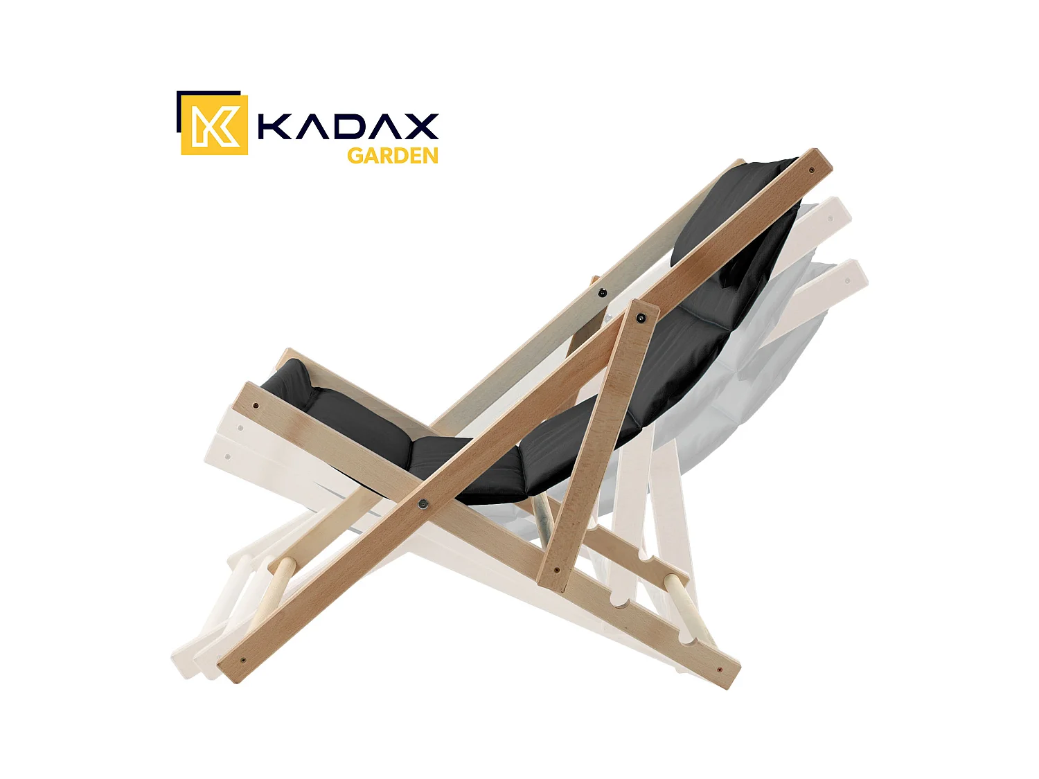 KADAX Holzgarten-Strandliegestuhl, klappbares Kissen, schwarz, polnischer Hersteller
