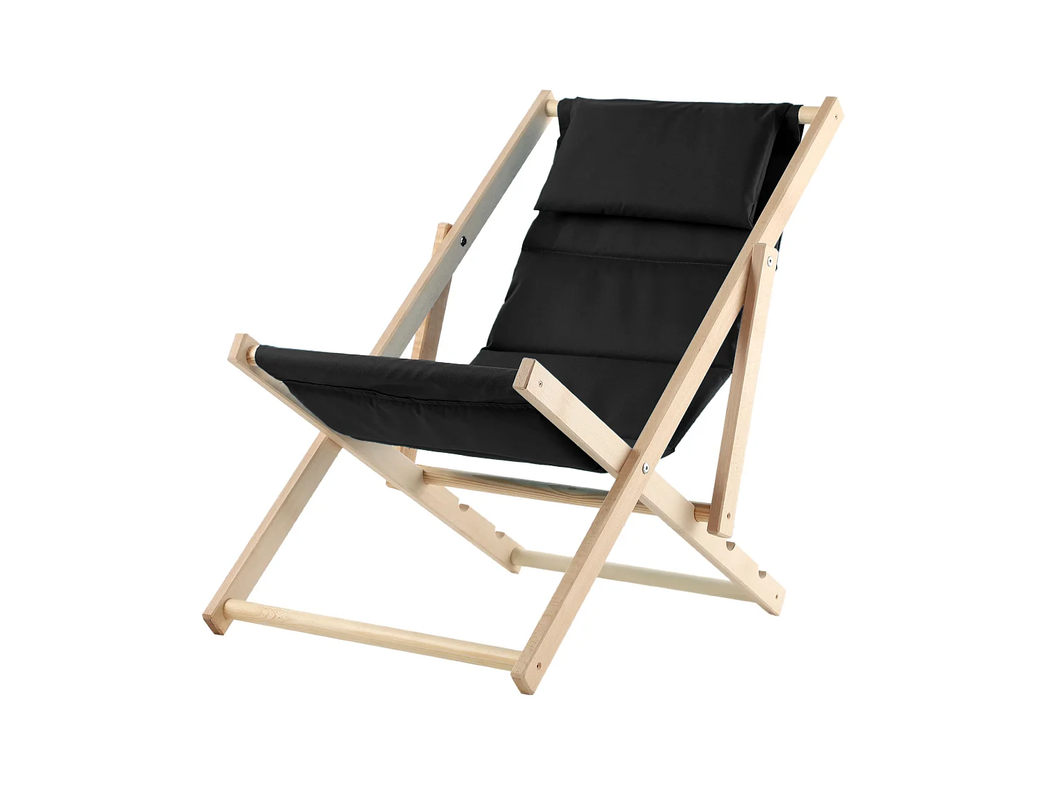 KADAX Holzgarten-Strandliegestuhl, klappbares Kissen, schwarz, polnischer Hersteller