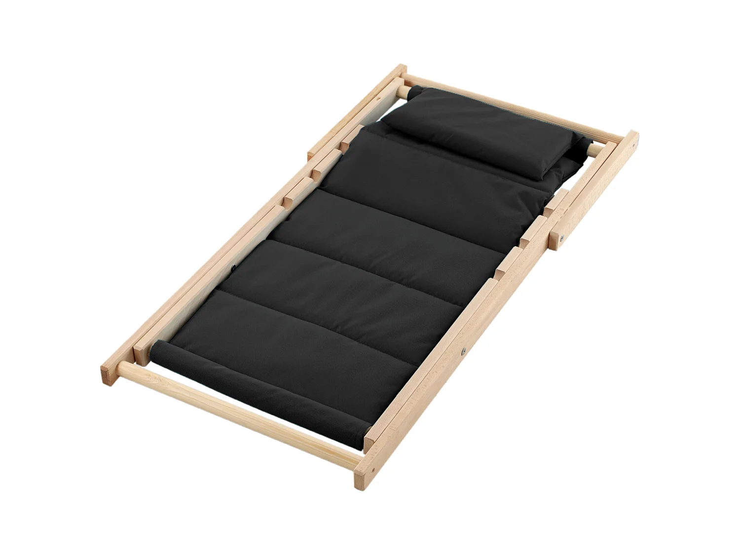 KADAX Holzgarten-Strandliegestuhl, klappbares Kissen, schwarz, polnischer Hersteller