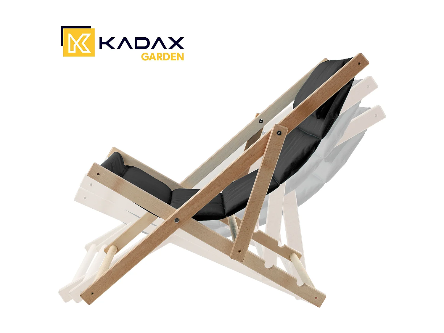 KADAX Bain de soleil, chaise de plage en bois, transat jusqu'à 120 kg, bain de soleil en bois de hêtre, chaises pliantes en bois, chaise de plage, chaise de plage