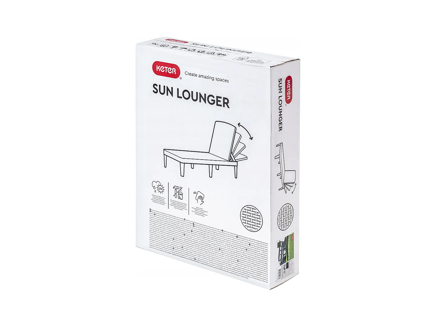 Chaise longue Curver Jaipur avec dossier réglable en 4 directions Chaise de jardin en rotin résistant aux UV et aux intempéries marron