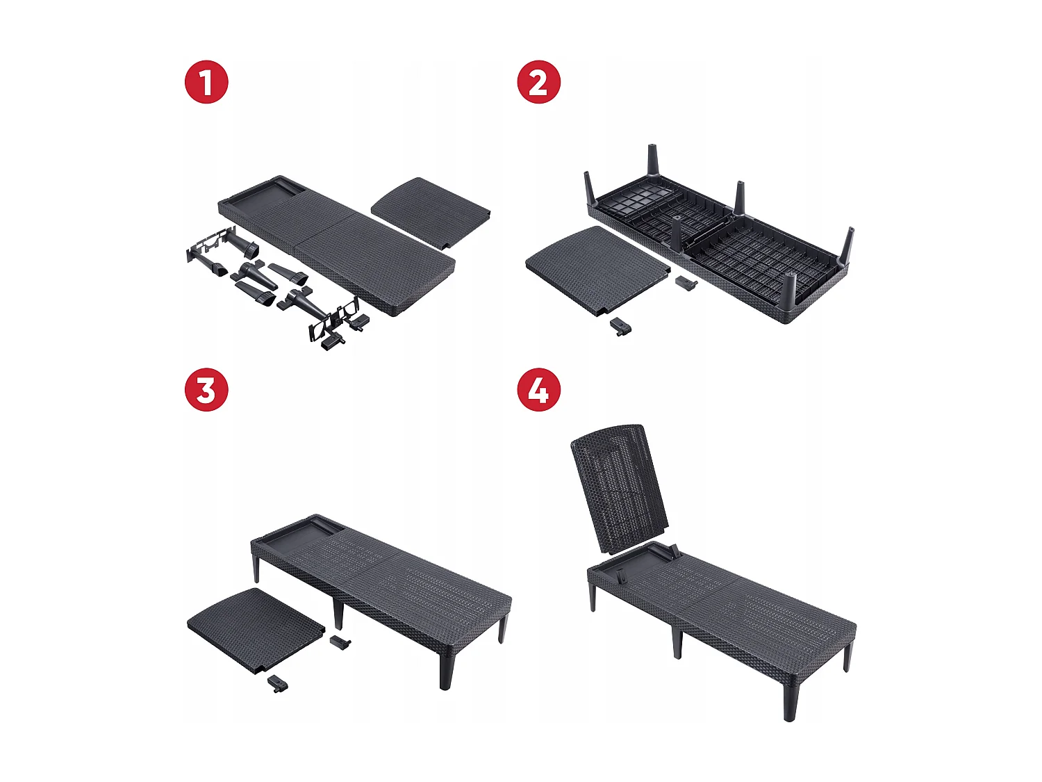 KETER Liegestuhl Garten Strandstuhl Klappbar Braun