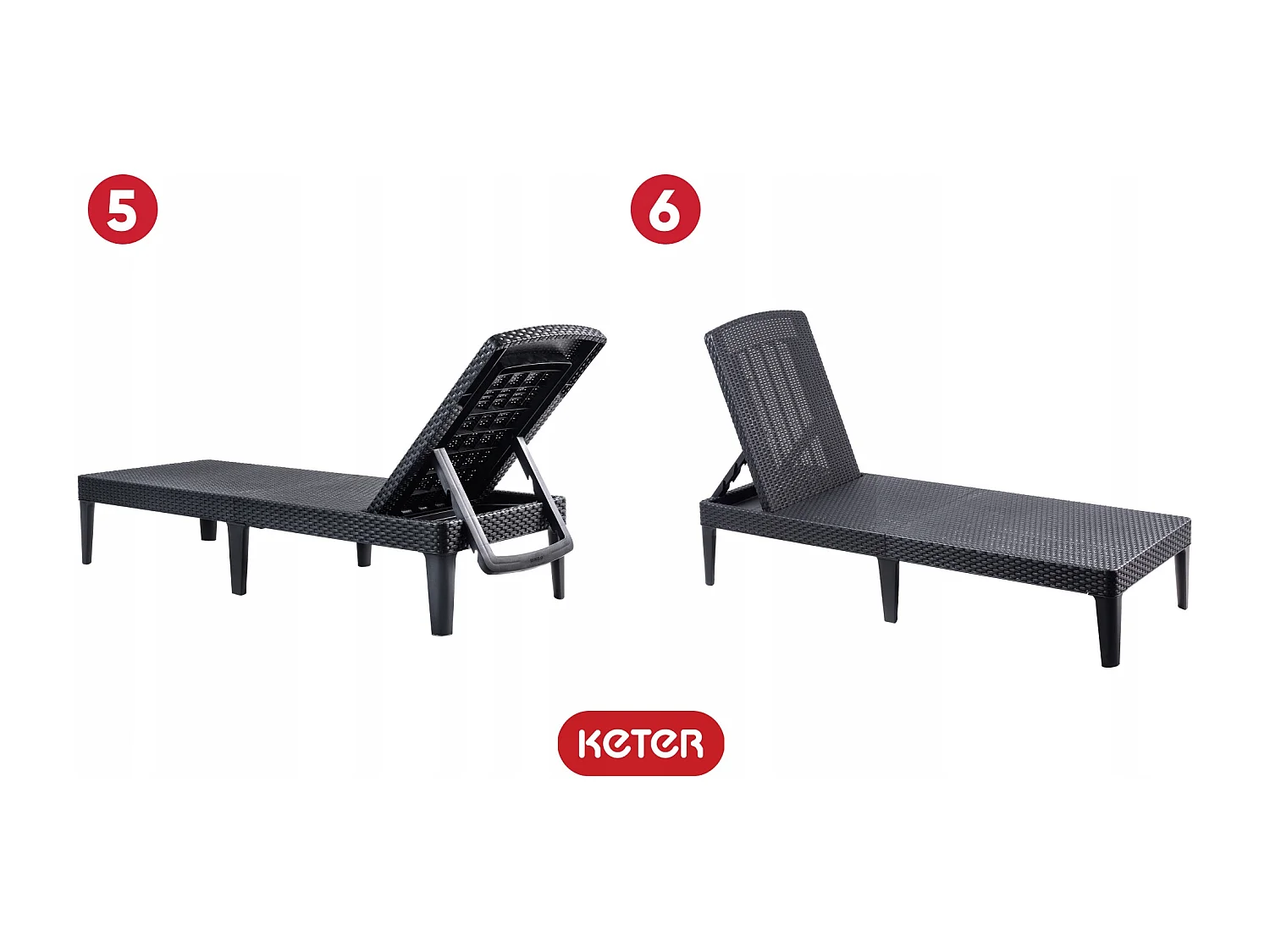 KETER Liegestuhl Garten Strandstuhl Klappbar Braun